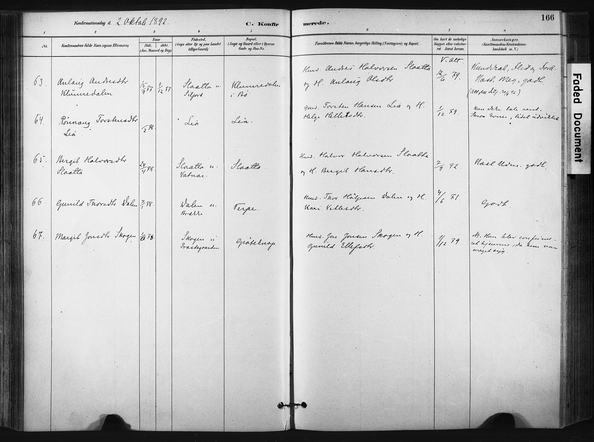 Bø kirkebøker, SAKO/A-257/F/Fa/L0010: Parish register (official) no. 10, 1880-1892, p. 166