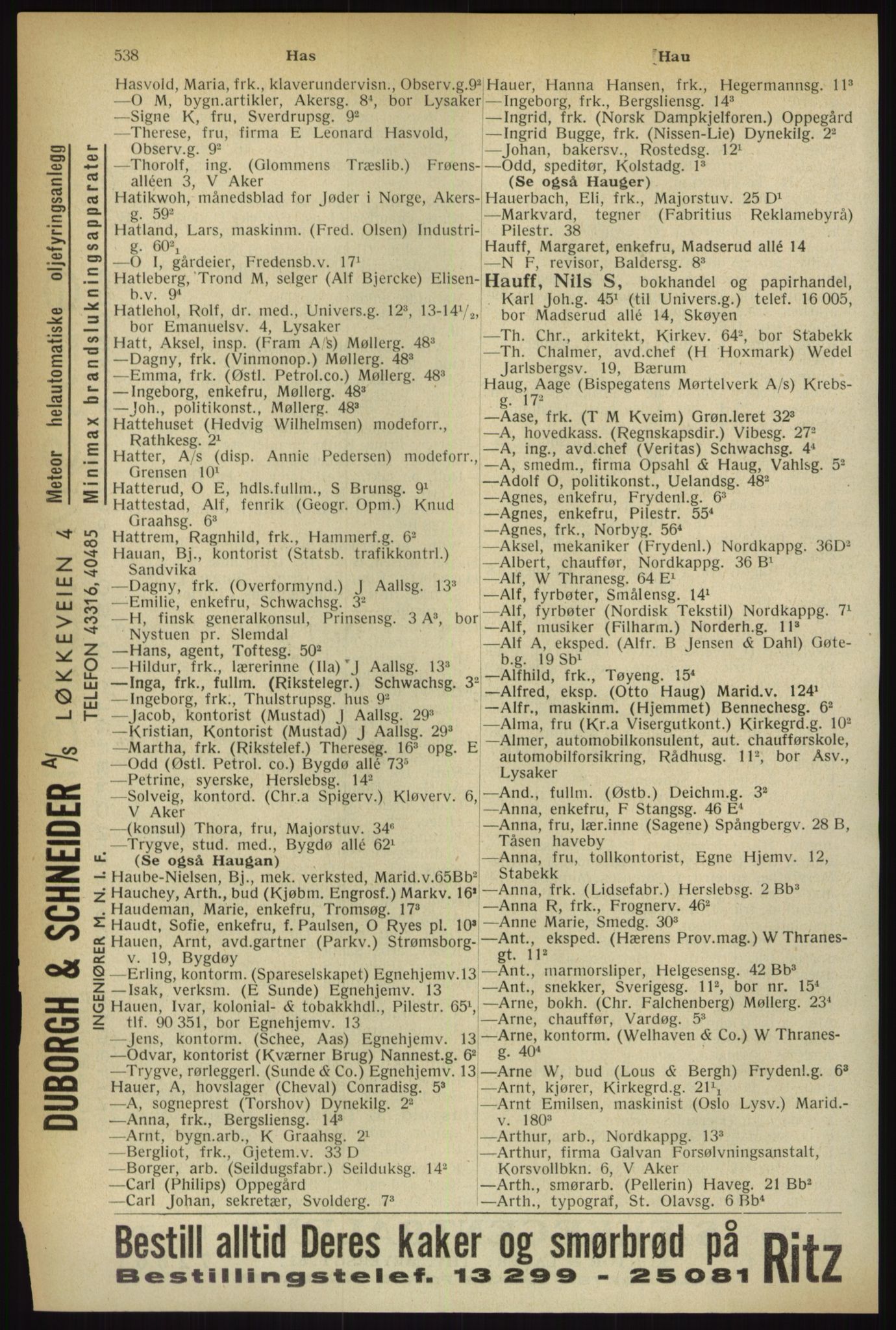 Kristiania/Oslo adressebok, PUBL/-, 1933, p. 538