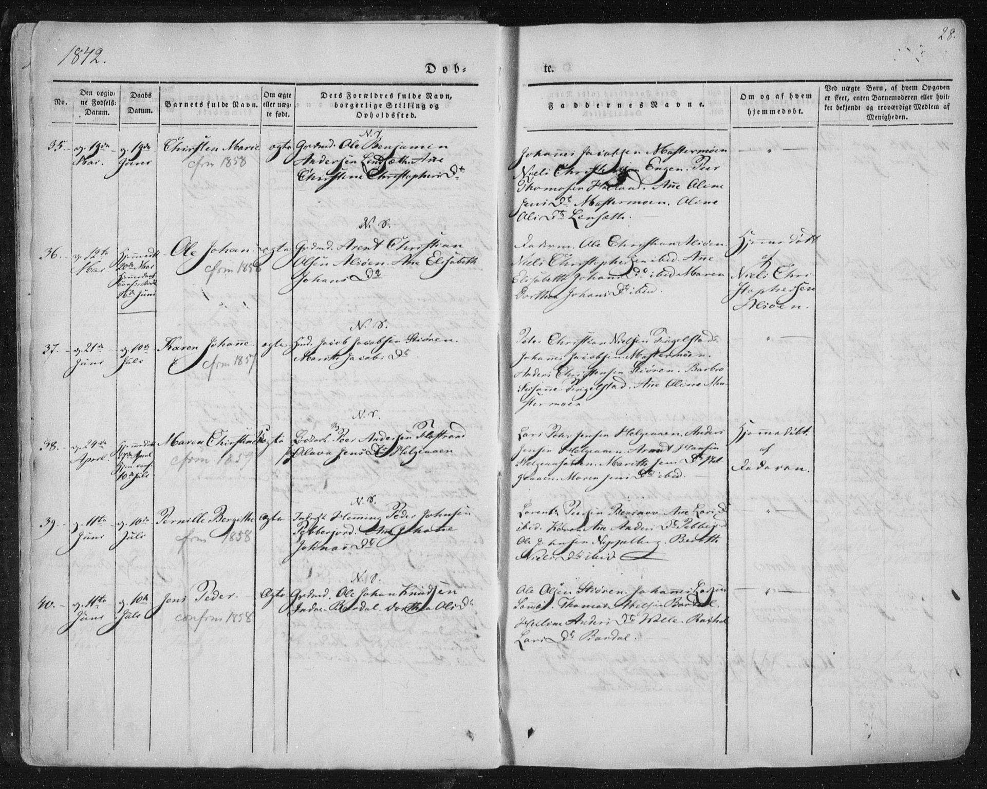 Ministerialprotokoller, klokkerbøker og fødselsregistre - Nordland, SAT/A-1459/838/L0549: Parish register (official) no. 838A07, 1840-1854, p. 28