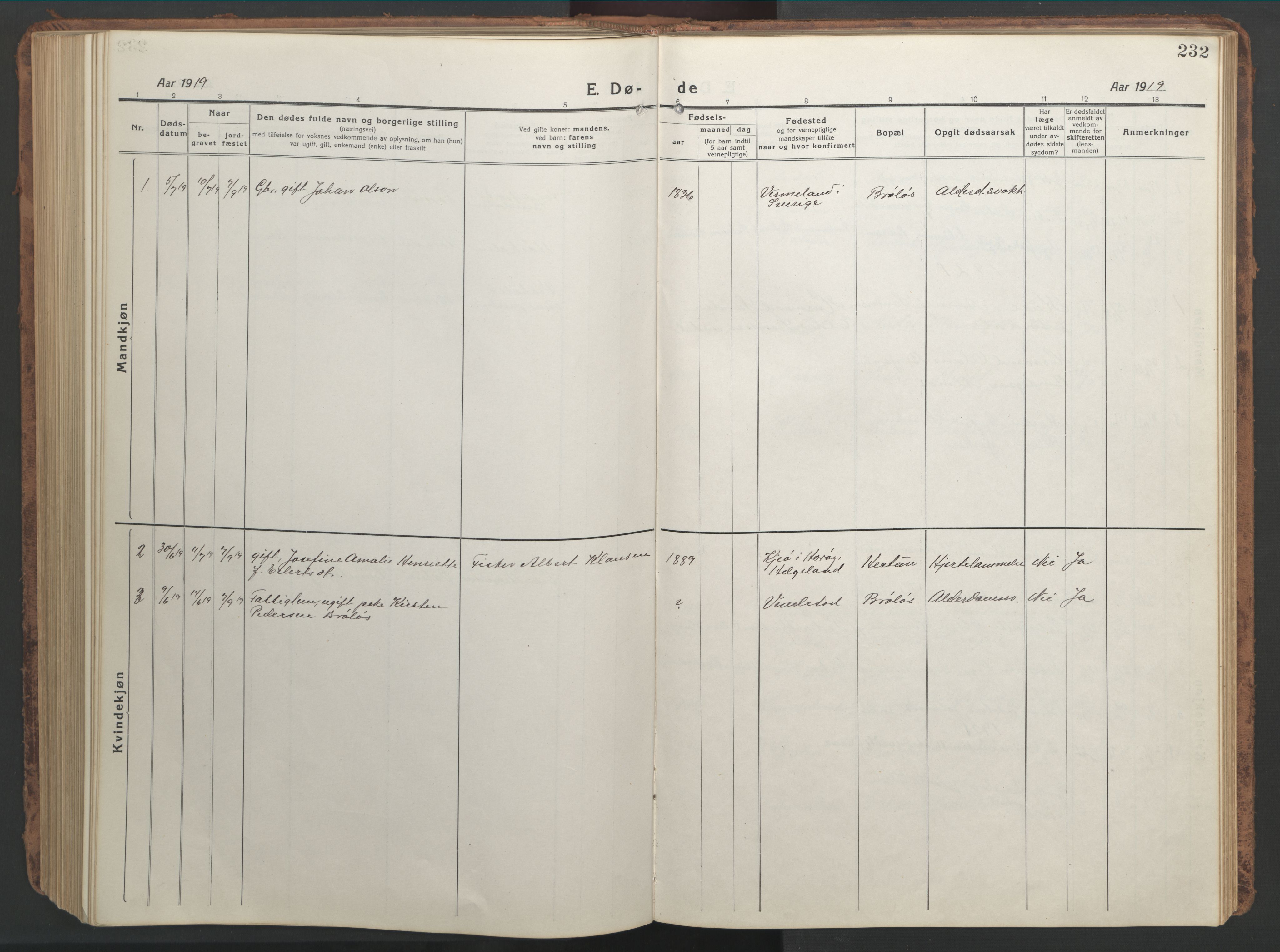 Ministerialprotokoller, klokkerbøker og fødselsregistre - Nordland, AV/SAT-A-1459/819/L0278: Parish register (copy) no. 819C04, 1917-1967, p. 232