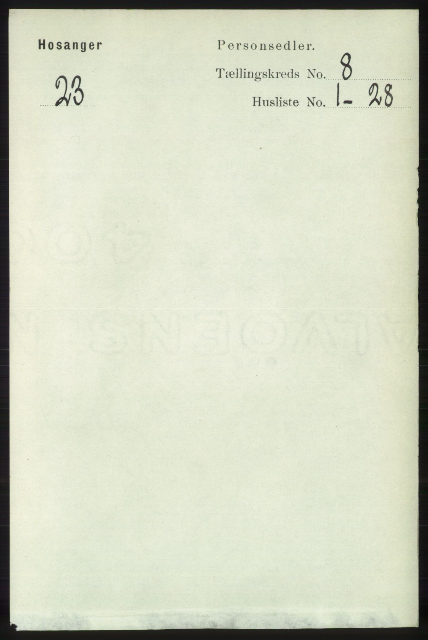 RA, 1891 census for 1253 Hosanger, 1891, p. 2951