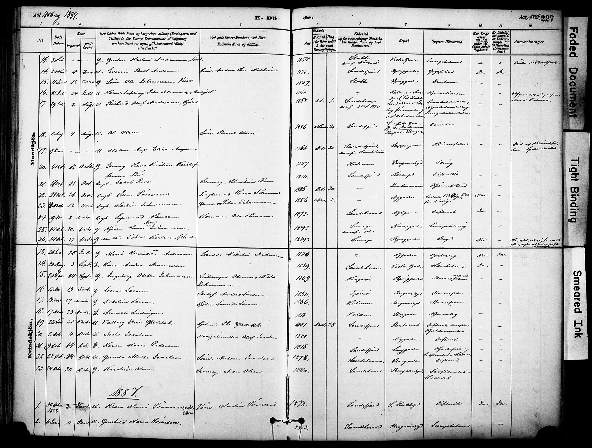 Sandefjord kirkebøker, AV/SAKO-A-315/F/Fa/L0002: Parish register (official) no. 2, 1880-1894, p. 227