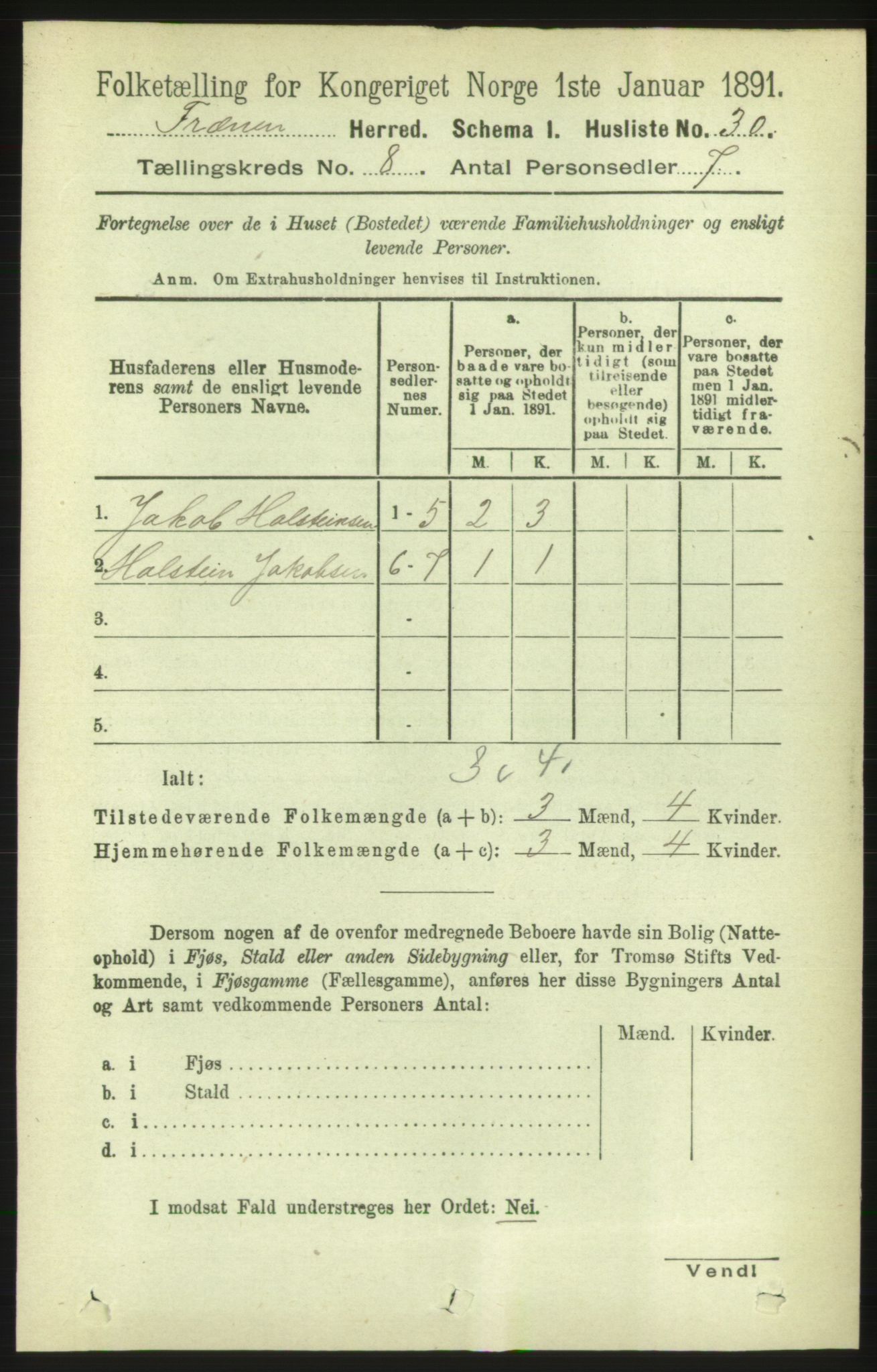 RA, 1891 census for 1548 Fræna, 1891, p. 2639