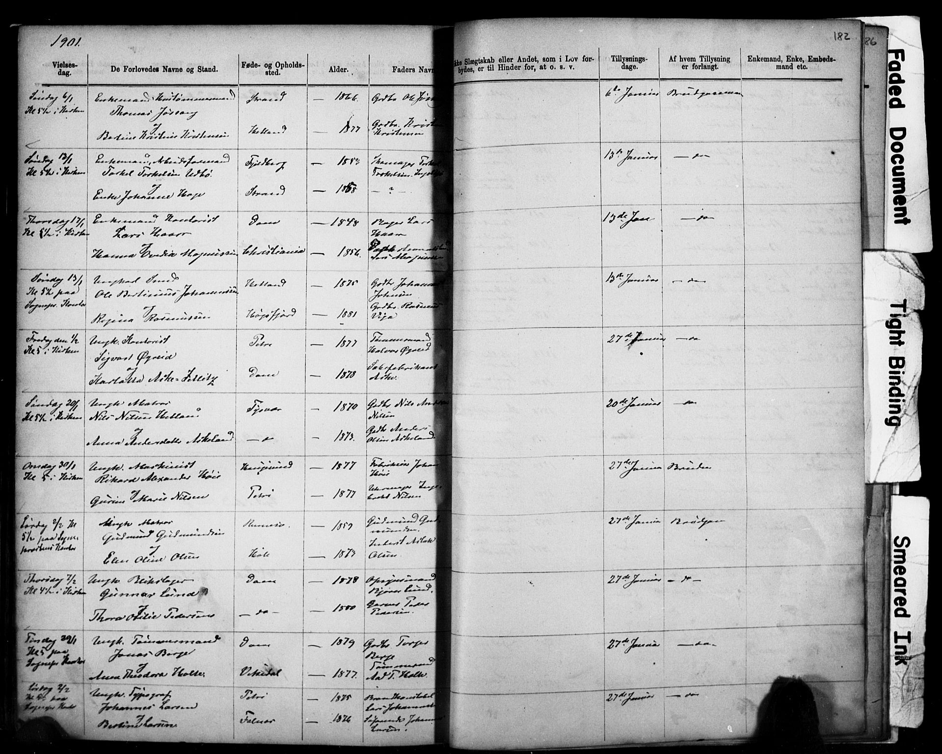 Domkirken sokneprestkontor, SAST/A-101812/001/30/30BB/L0014: Parish register (copy) no. B 14, 1875-1902, p. 182
