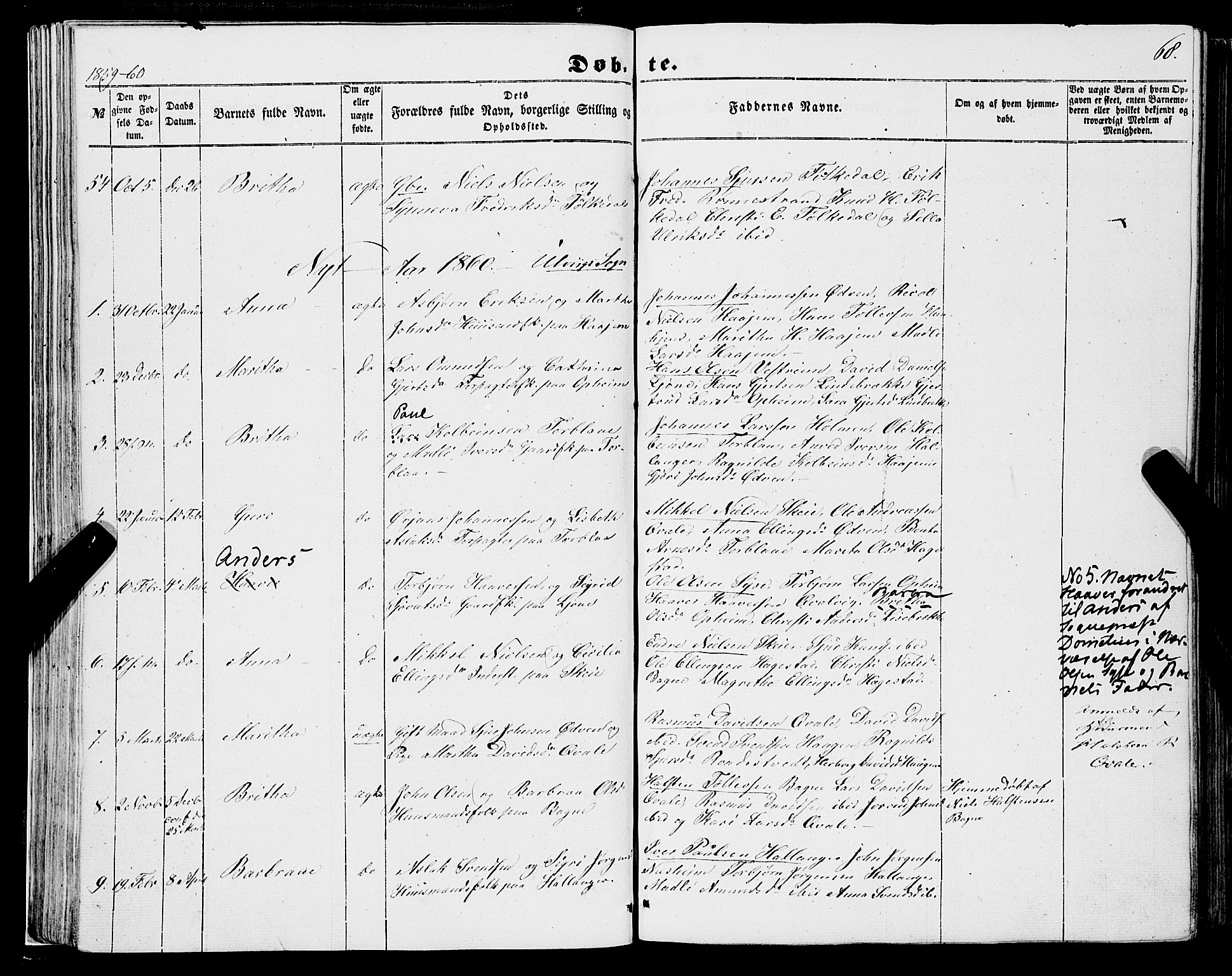 Ulvik sokneprestembete, SAB/A-78801/H/Haa: Parish register (official) no. A 13, 1853-1863, p. 68