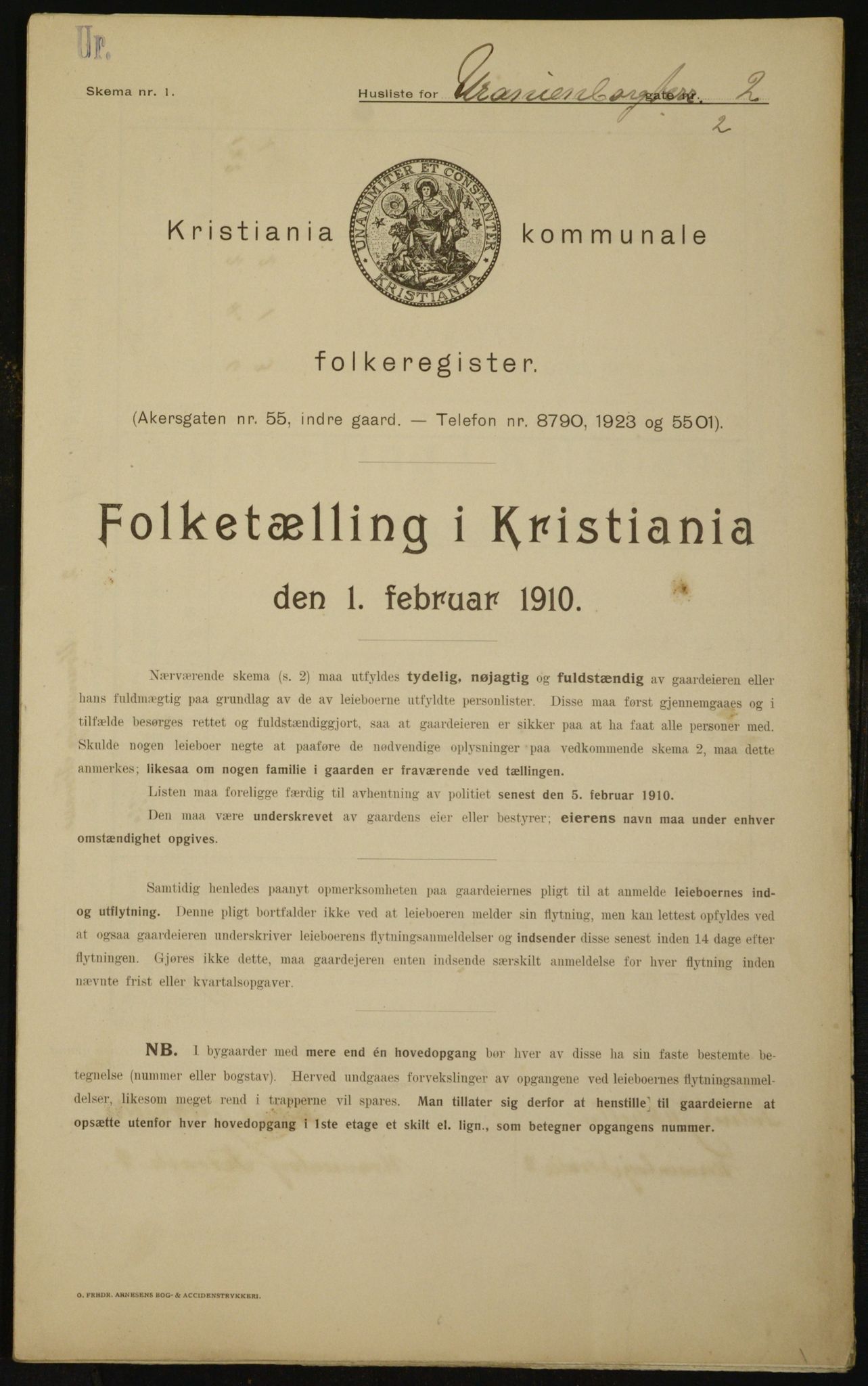 OBA, Municipal Census 1910 for Kristiania, 1910, p. 113946