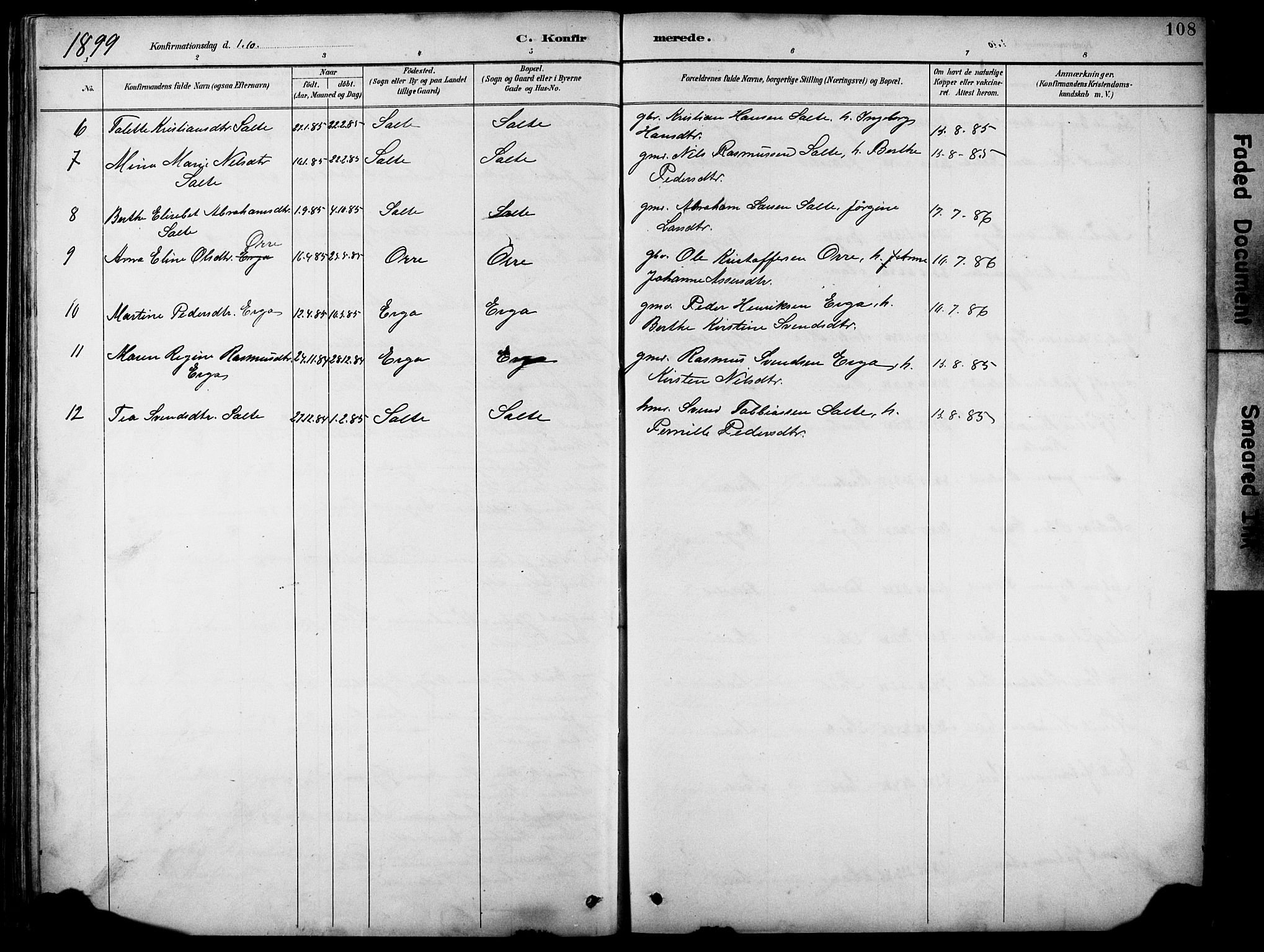 Klepp sokneprestkontor, AV/SAST-A-101803/001/3/30BB/L0005: Parish register (copy) no. B 5, 1889-1918, p. 108