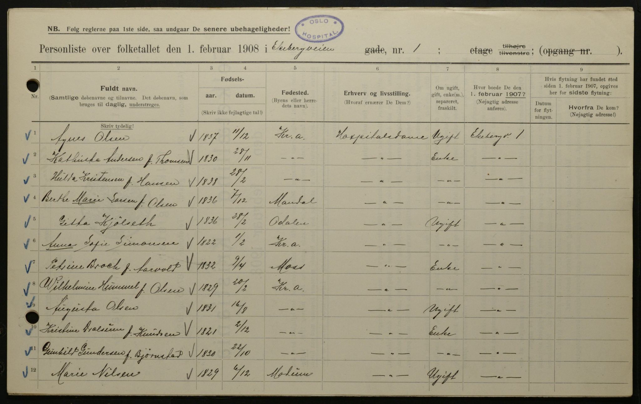OBA, Municipal Census 1908 for Kristiania, 1908, p. 18432