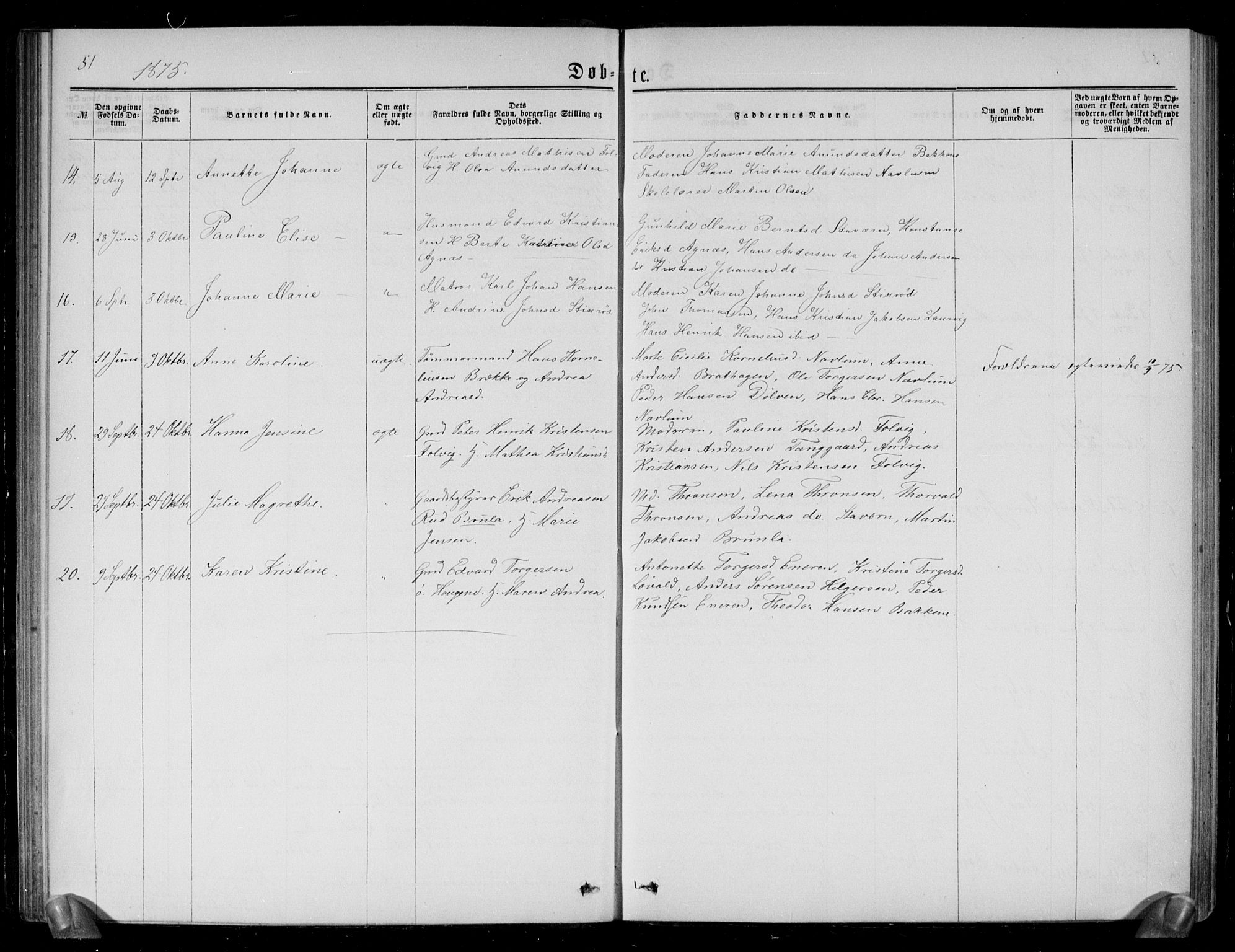 Brunlanes kirkebøker, SAKO/A-342/G/Ga/L0002: Parish register (copy) no. I 2, 1866-1876, p. 51