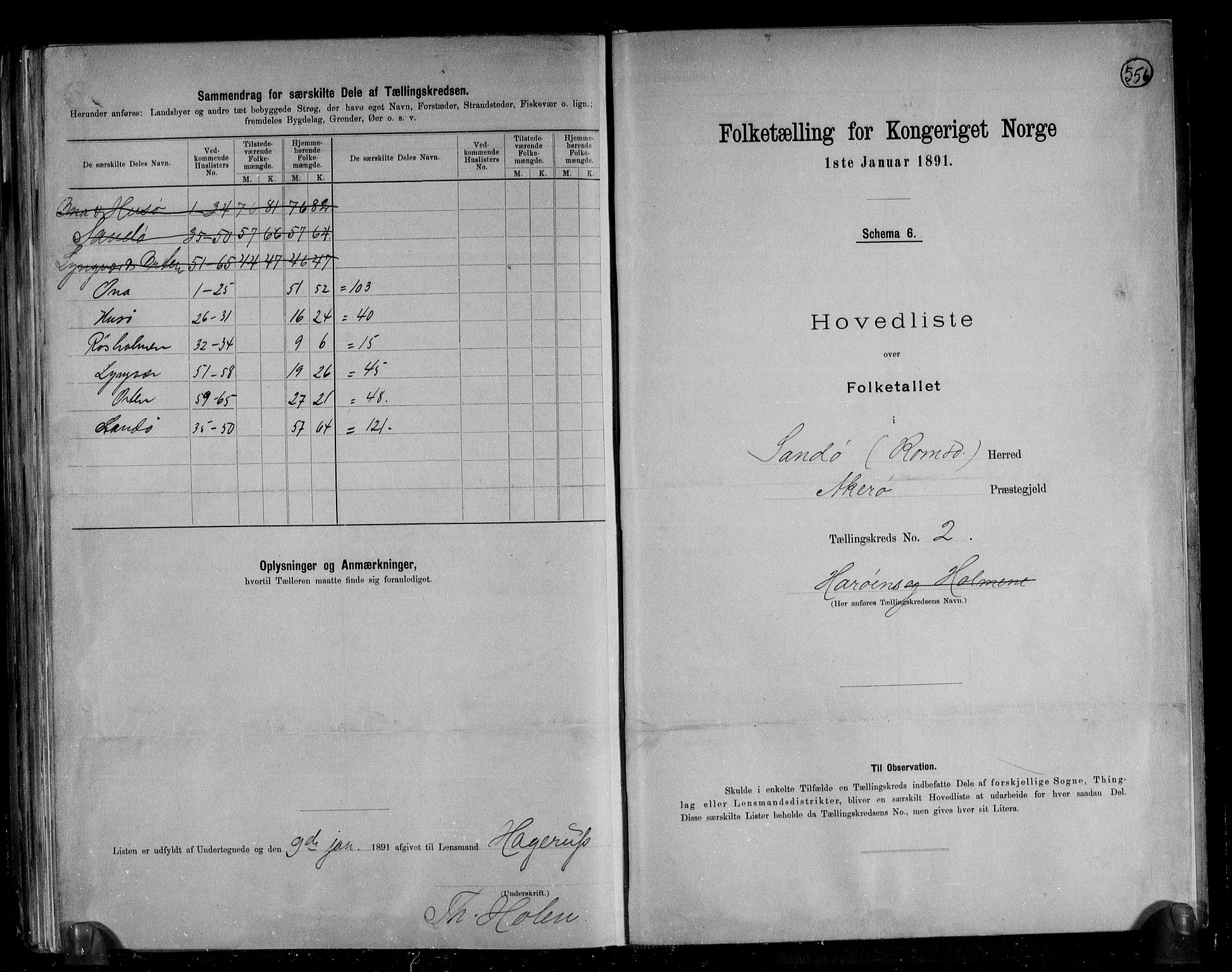 RA, 1891 census for 1546 Sandøy, 1891, p. 7