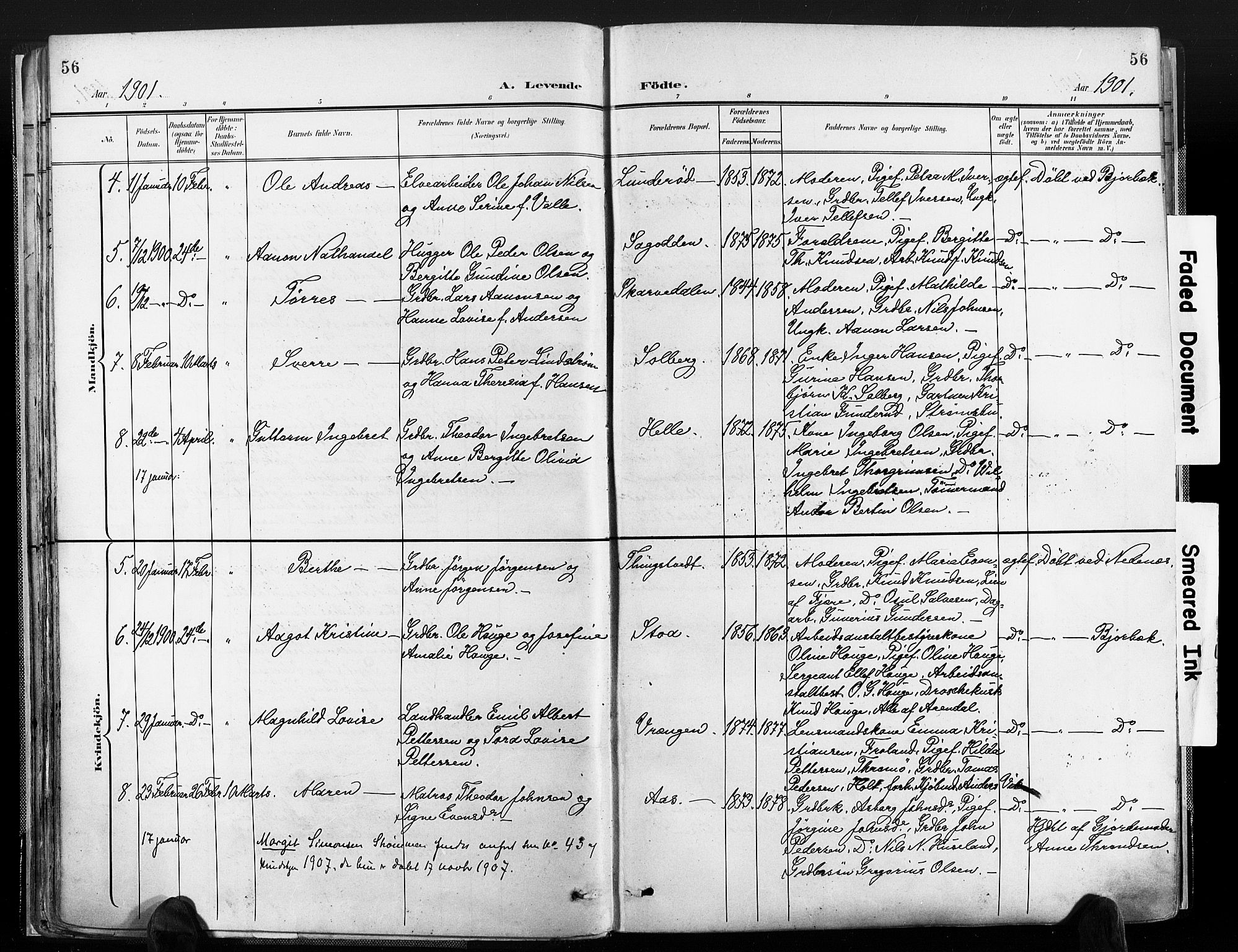 Øyestad sokneprestkontor, AV/SAK-1111-0049/F/Fa/L0018: Parish register (official) no. A 18, 1897-1907, p. 56