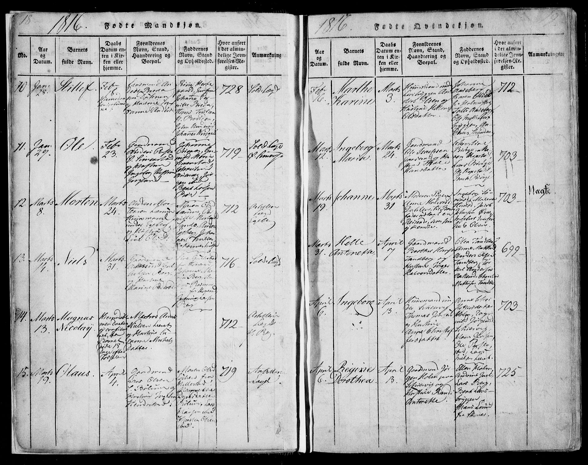 Sande Kirkebøker, AV/SAKO-A-53/F/Fa/L0003: Parish register (official) no. 3, 1814-1847, p. 18-19