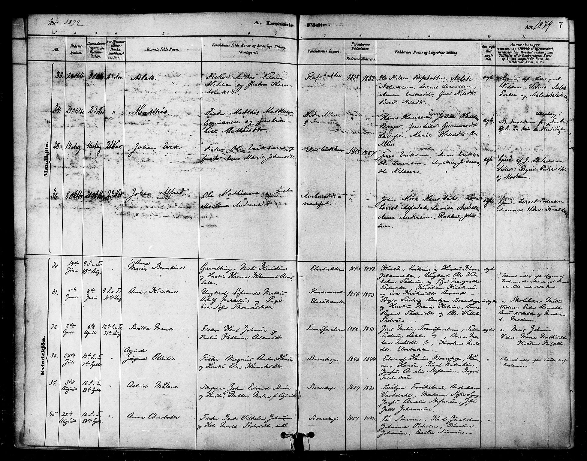 Alta sokneprestkontor, SATØ/S-1338/H/Ha/L0002.kirke: Parish register (official) no. 2, 1879-1892, p. 7