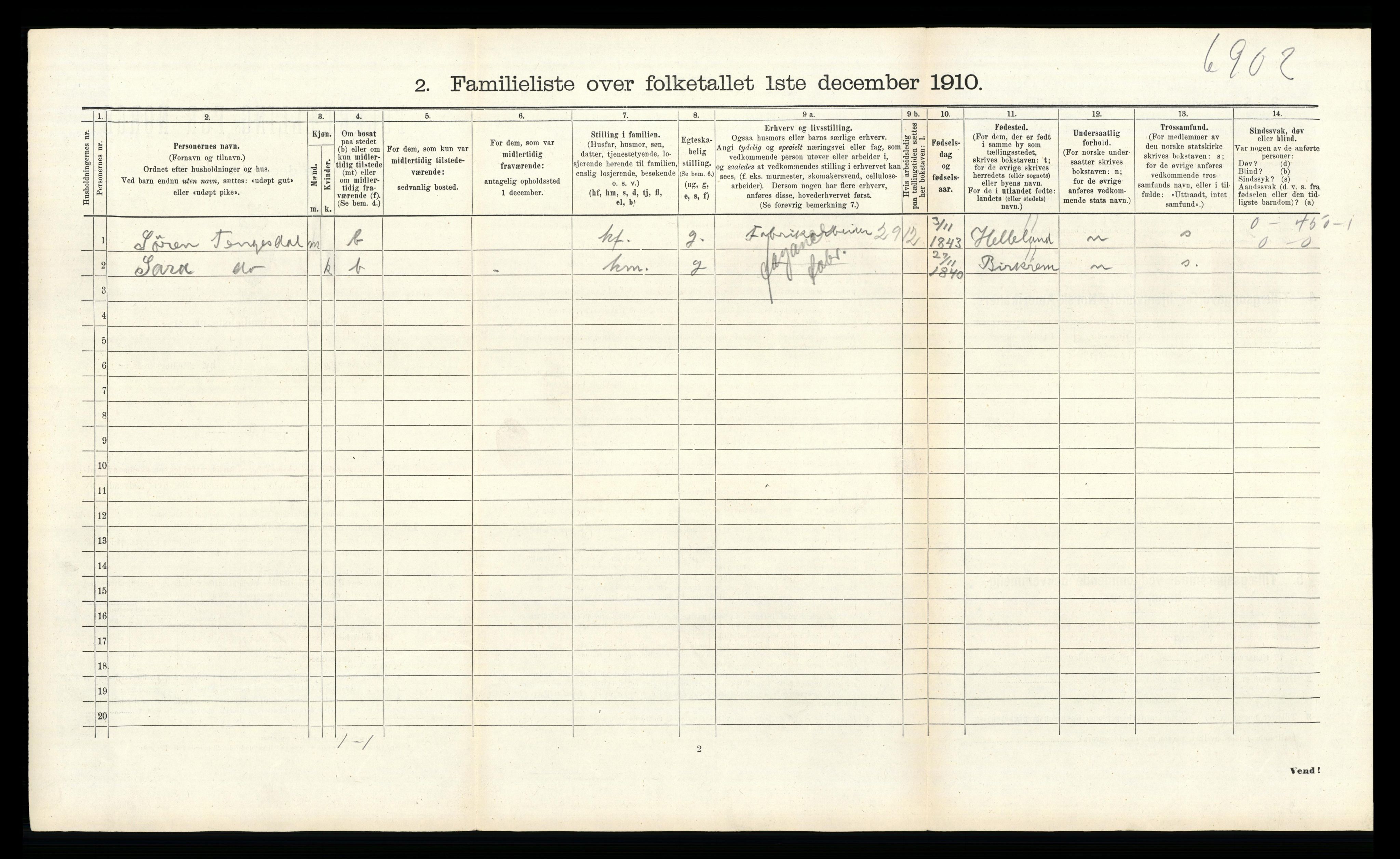 RA, 1910 census for Egersund, 1910, p. 2202