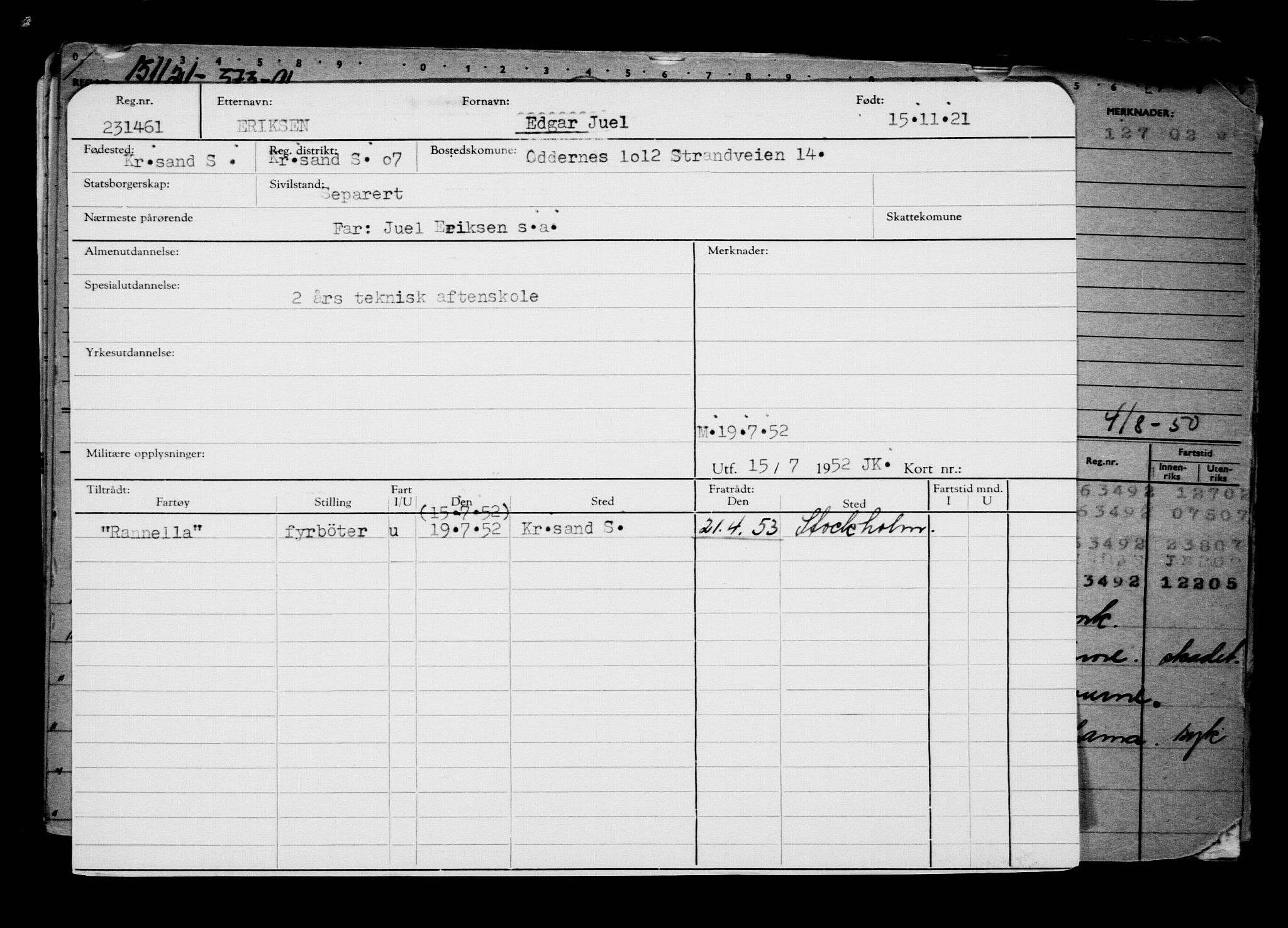 Direktoratet for sjømenn, AV/RA-S-3545/G/Gb/L0200: Hovedkort, 1921, p. 6