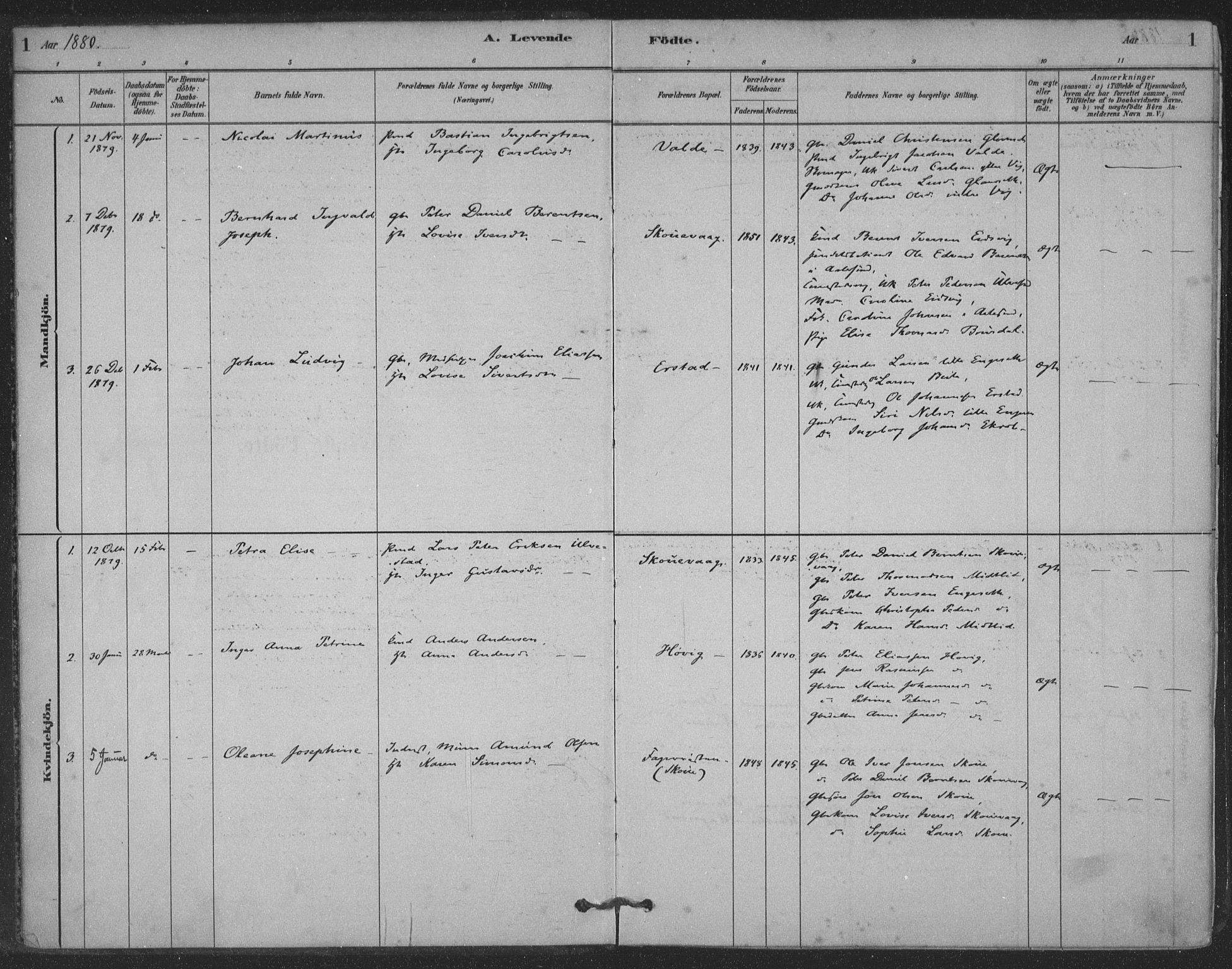 Ministerialprotokoller, klokkerbøker og fødselsregistre - Møre og Romsdal, AV/SAT-A-1454/524/L0356: Parish register (official) no. 524A08, 1880-1899, p. 1