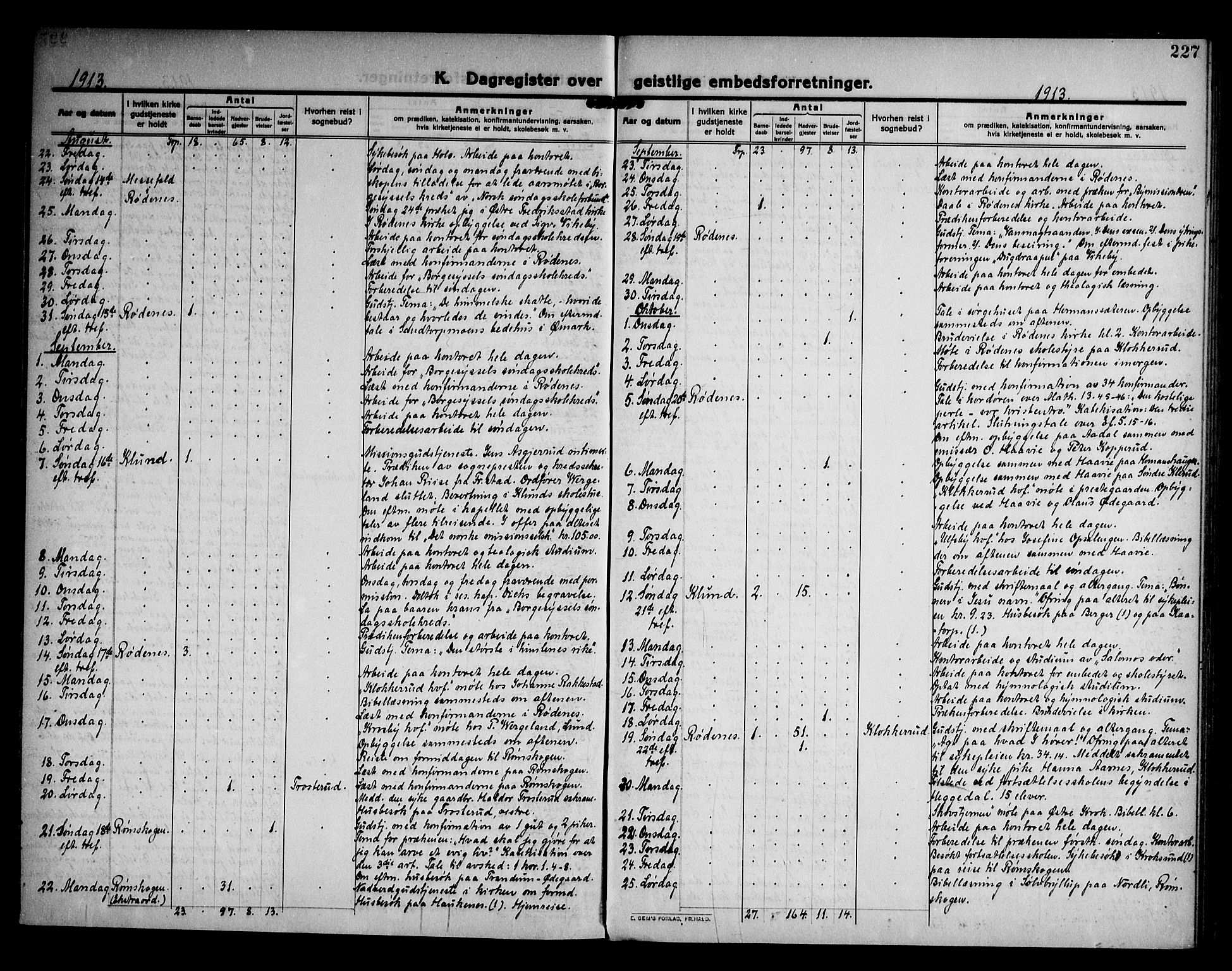 Rødenes prestekontor Kirkebøker, AV/SAO-A-2005/F/Fa/L0012: Parish register (official) no. I 12, 1911-1926, p. 227