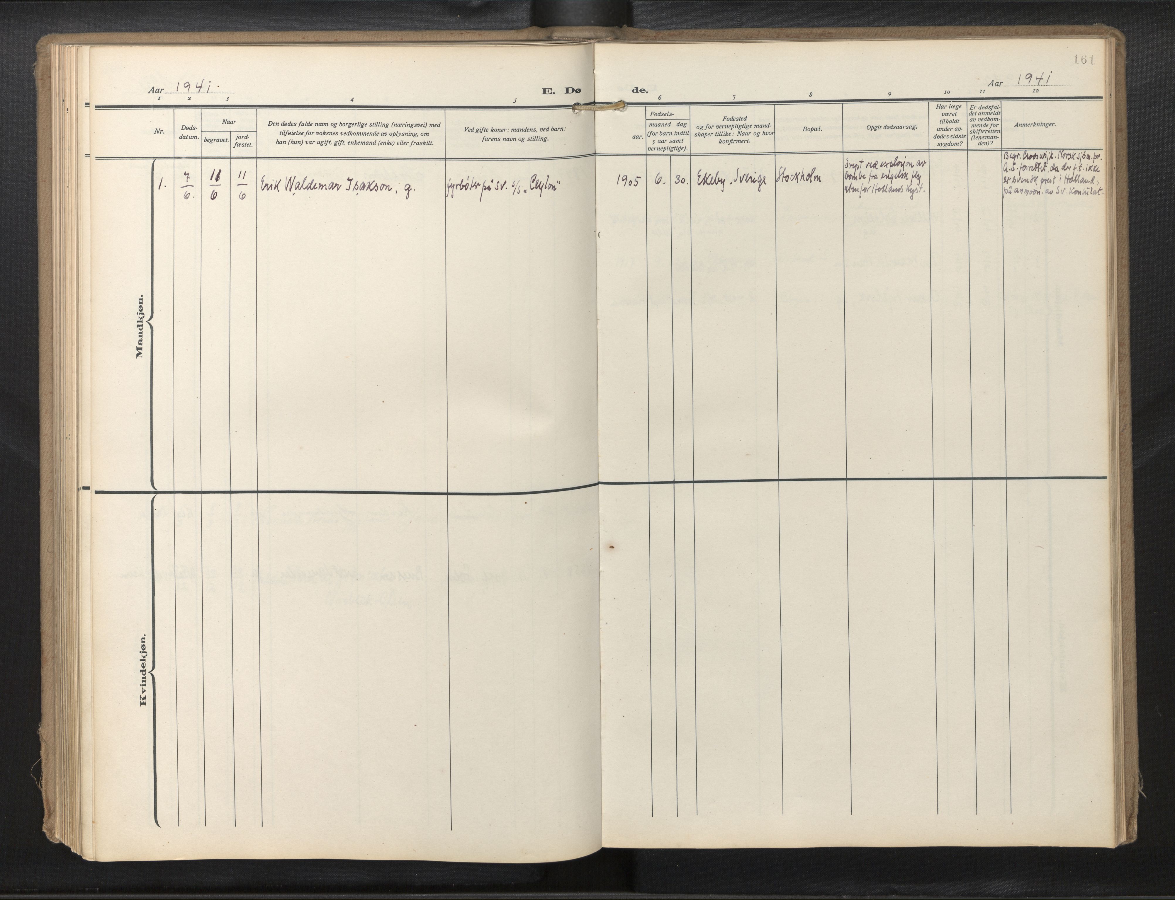 Den norske sjømannsmisjon i utlandet/Hollandske havner (Amsterdam-Rotterdam-Europort), AV/SAB-SAB/PA-0106/H/Ha/Haa/L0004: Parish register (official) no. A 4, 1928-1956, p. 160b-161a