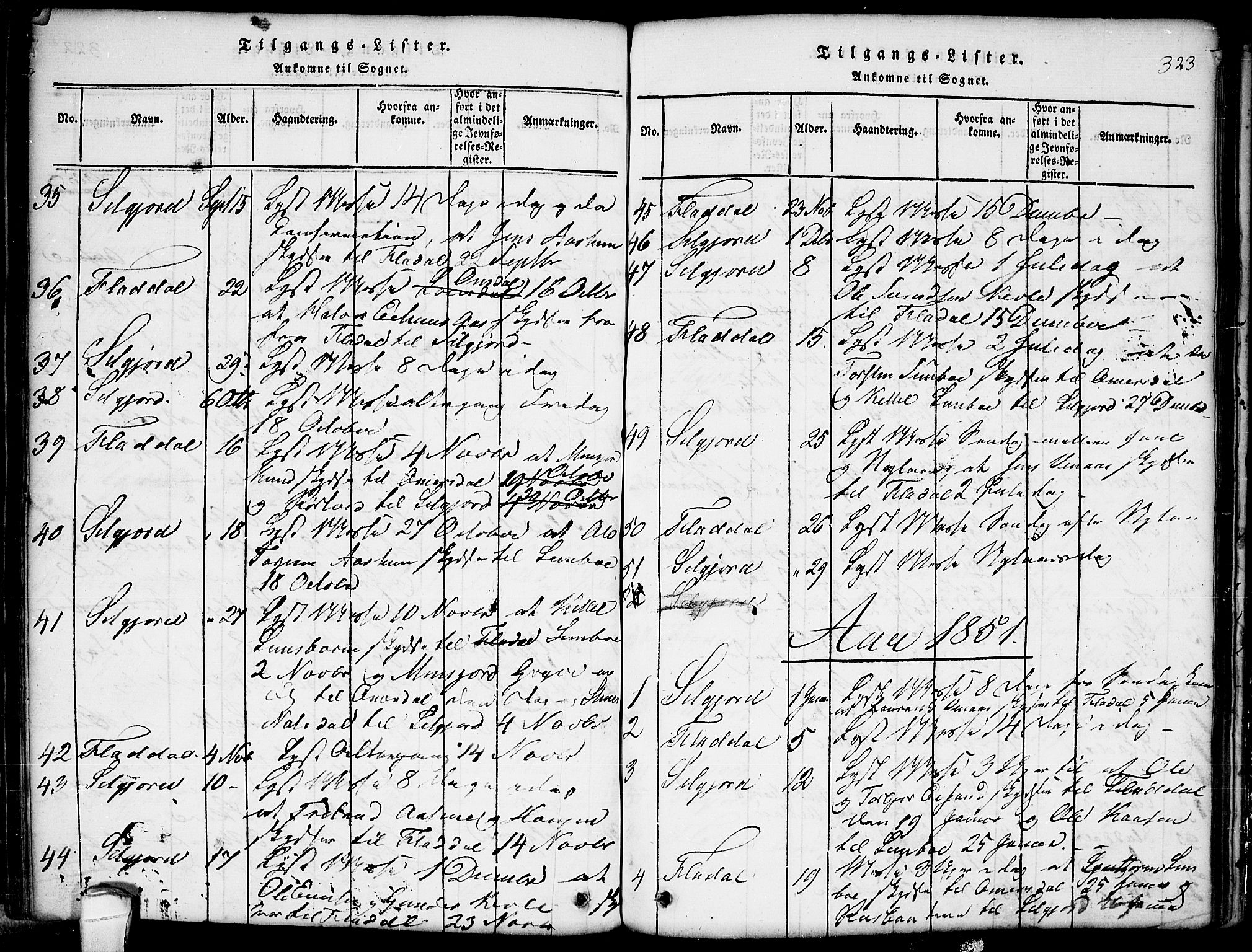 Seljord kirkebøker, SAKO/A-20/G/Gb/L0002: Parish register (copy) no. II 2, 1815-1854, p. 323