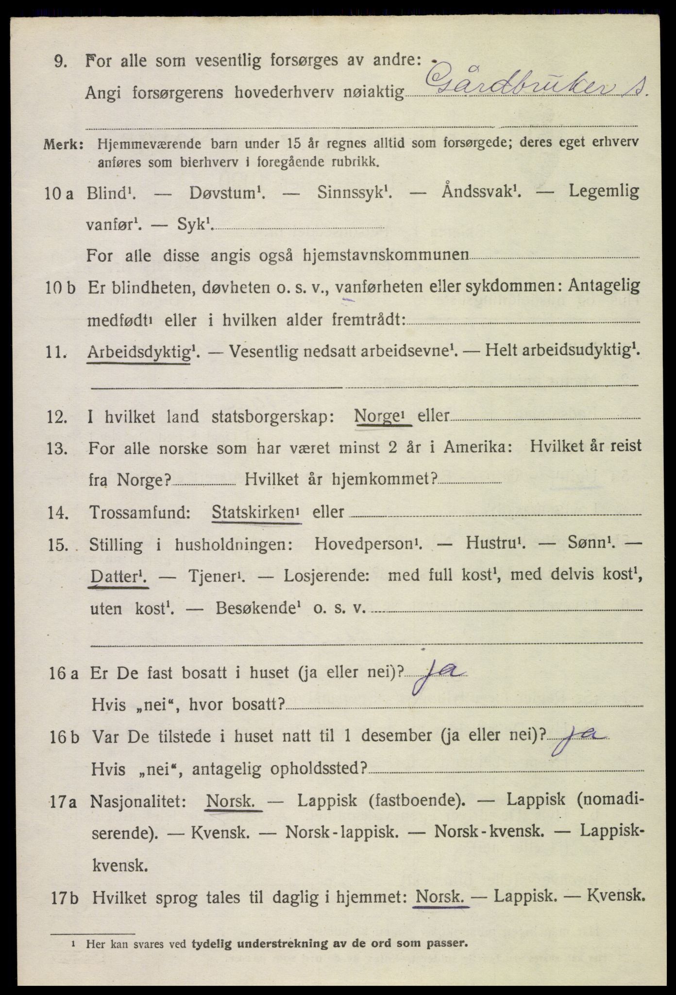 SAT, 1920 census for Bø, 1920, p. 2329