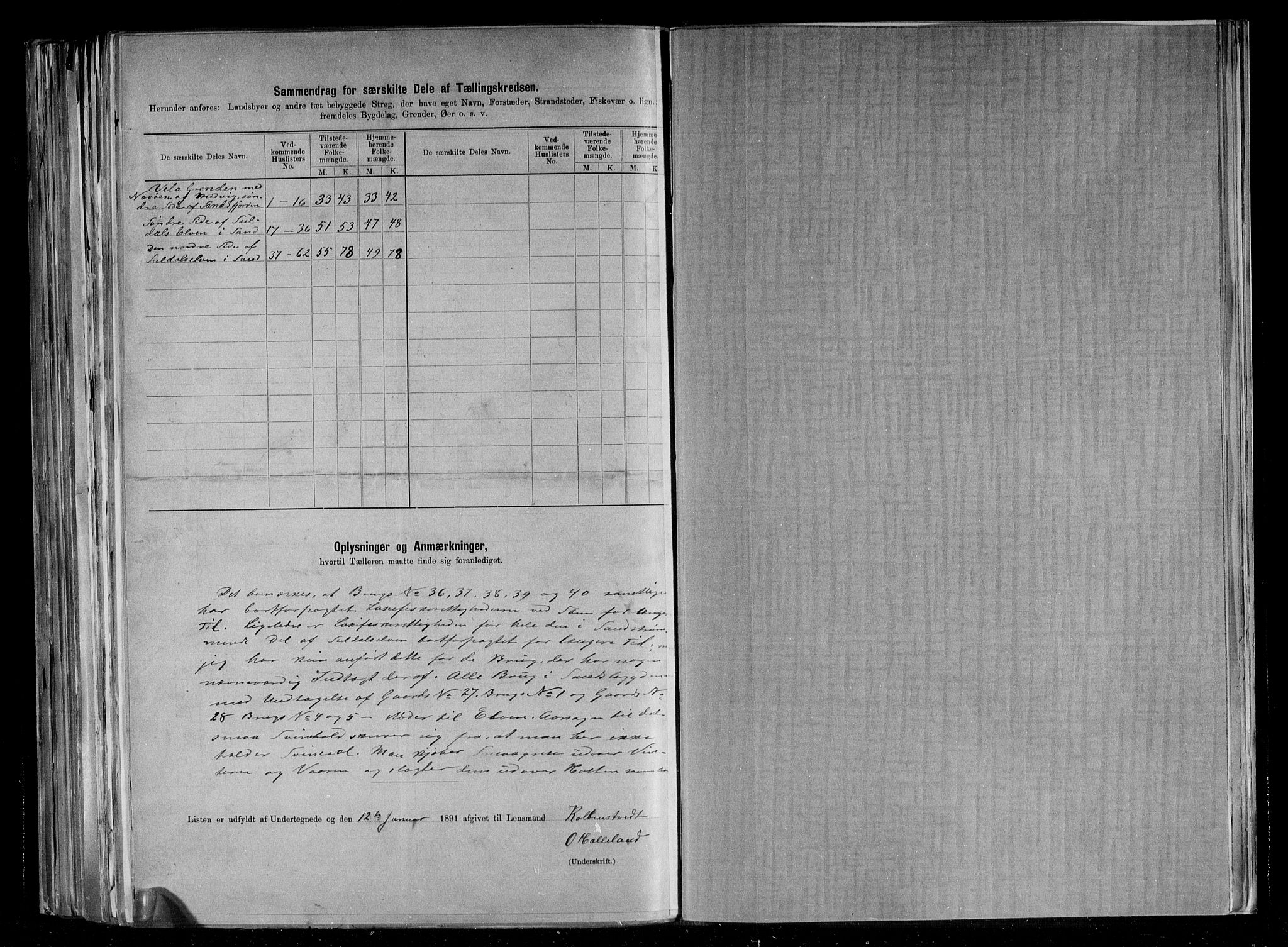 RA, 1891 census for 1136 Sand, 1891, p. 14
