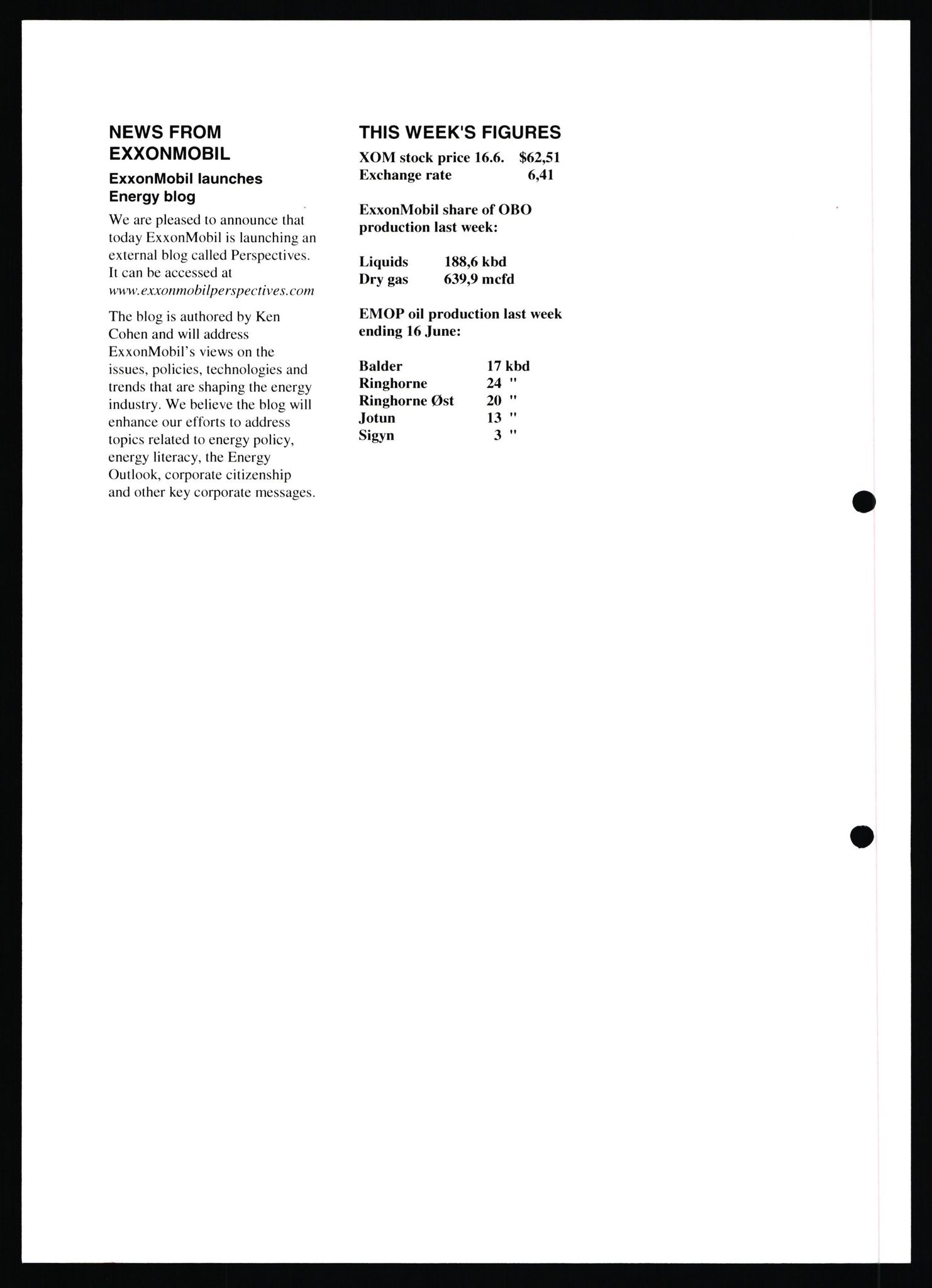 Pa 0982 - Esso Norge A/S, AV/SAST-A-100448/X/Xd/L0007: Ukenytt, 2007-2012