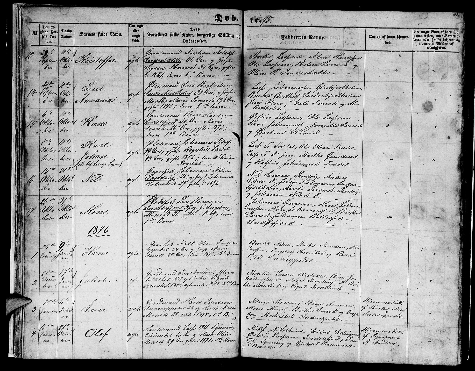 Gulen sokneprestembete, AV/SAB-A-80201/H/Hab/Habc/L0001: Parish register (copy) no. C 1, 1853-1880, p. 32