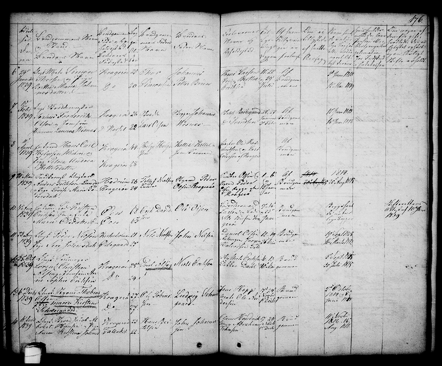 Kragerø kirkebøker, SAKO/A-278/G/Ga/L0003: Parish register (copy) no. 3, 1832-1852, p. 176