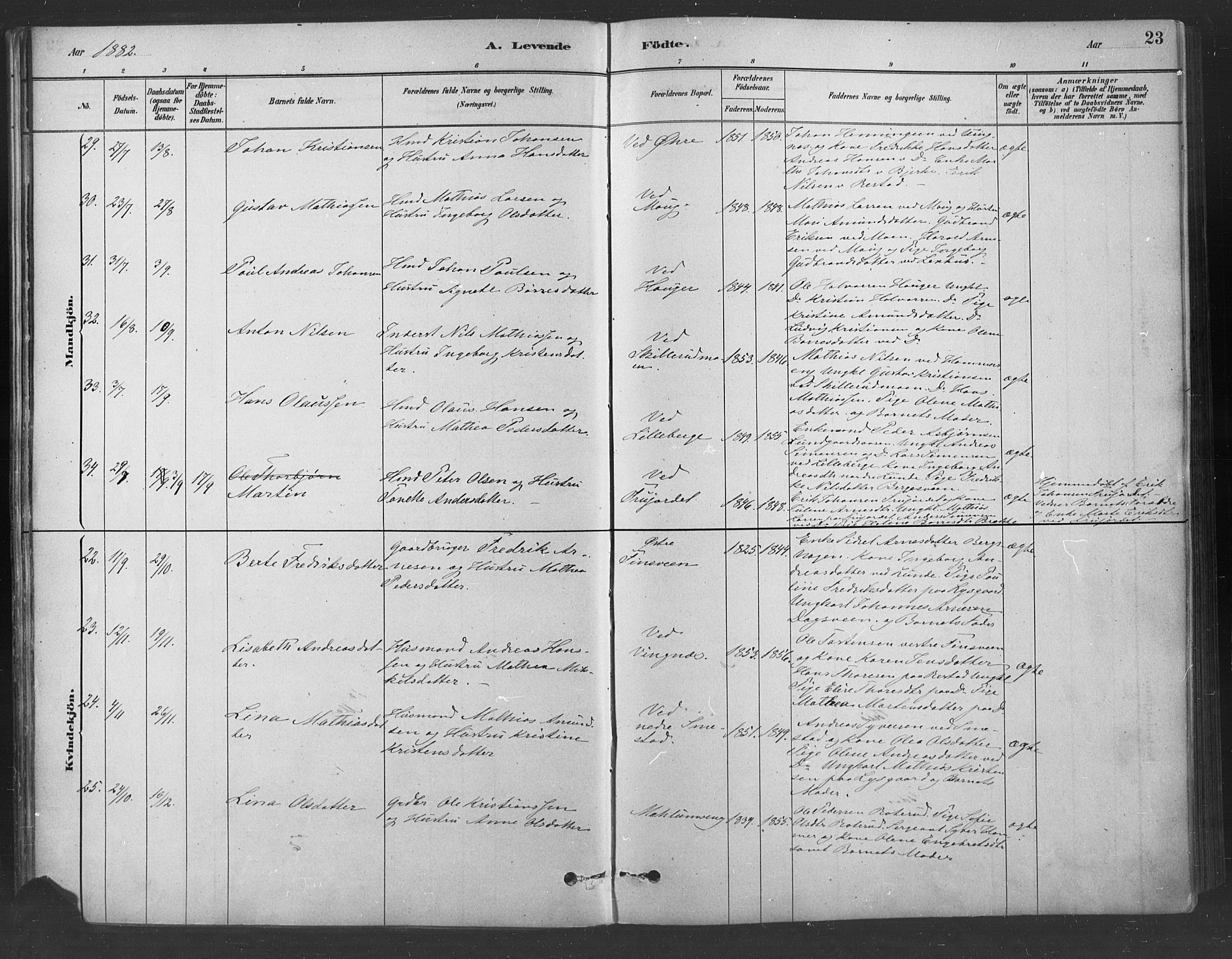 Fåberg prestekontor, SAH/PREST-086/H/Ha/Haa/L0009: Parish register (official) no. 9, 1879-1898, p. 23