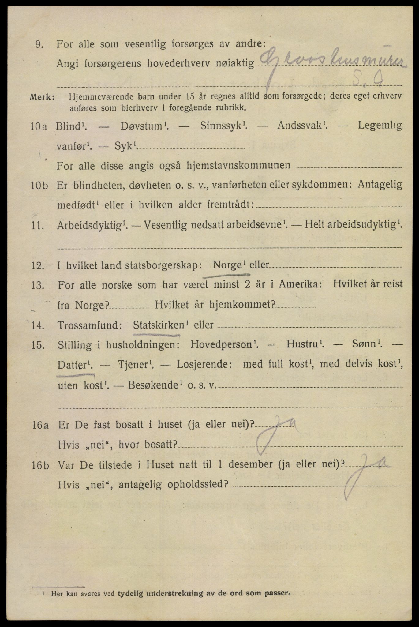 SAKO, 1920 census for Kragerø, 1920, p. 9026