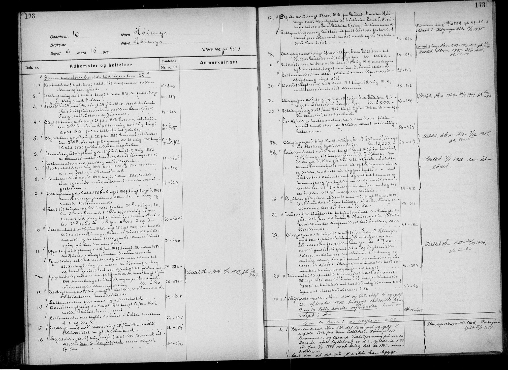 Numedal og Sandsvær sorenskriveri, AV/SAKO-A-128/G/Gb/Gbg/L0001: Mortgage register no. VII 1, p. 173