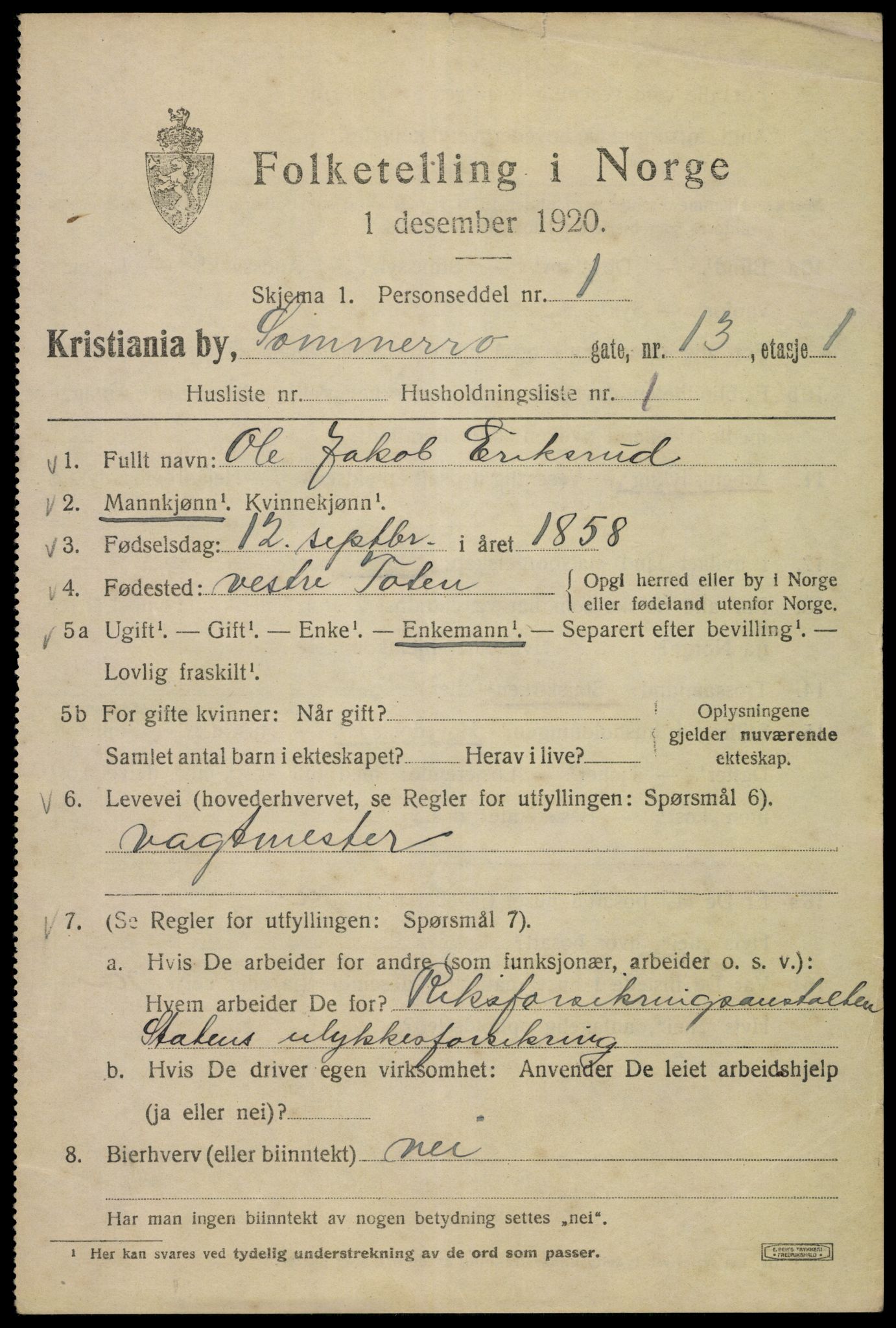 SAO, 1920 census for Kristiania, 1920, p. 528033