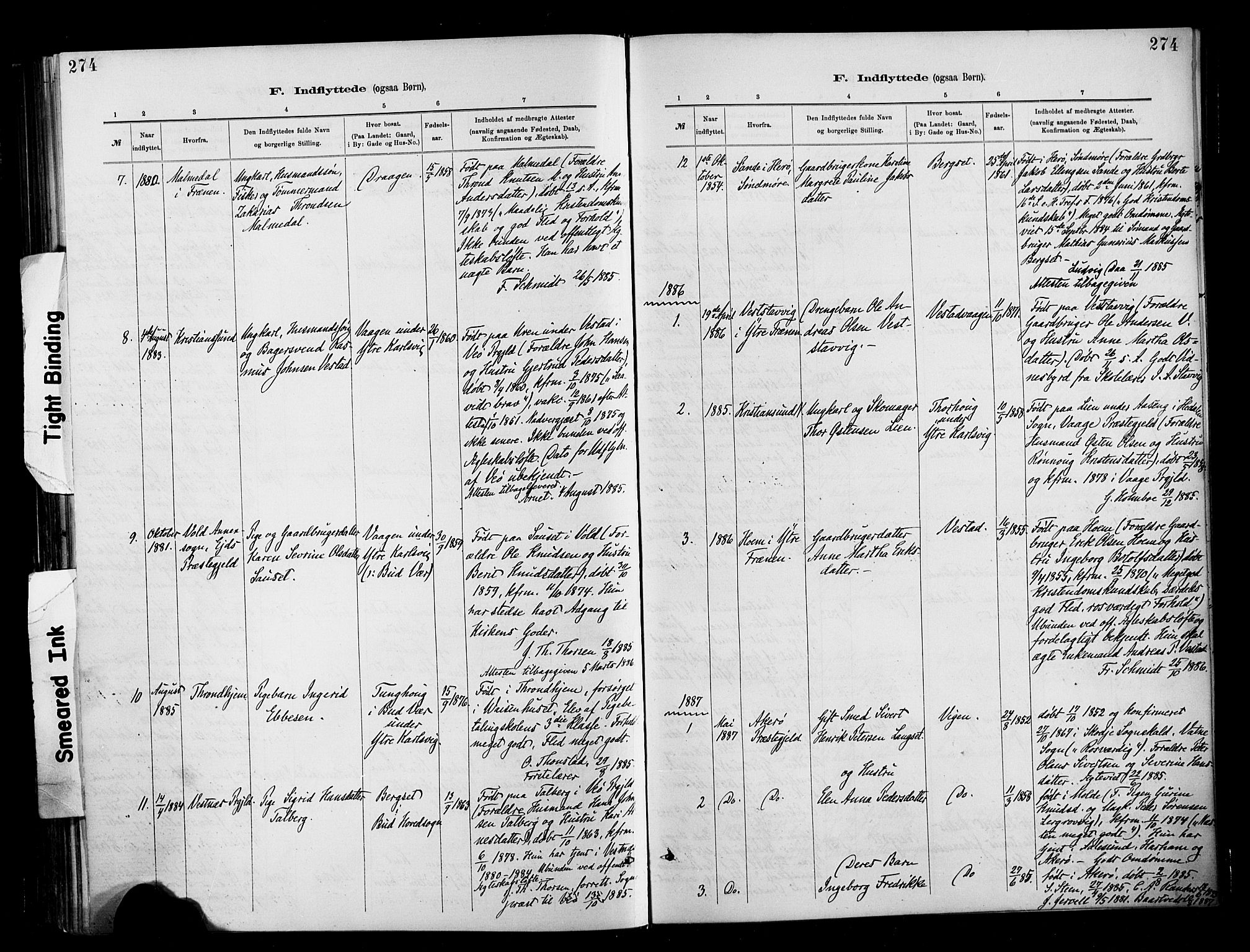 Ministerialprotokoller, klokkerbøker og fødselsregistre - Møre og Romsdal, SAT/A-1454/566/L0769: Parish register (official) no. 566A08, 1881-1903, p. 274