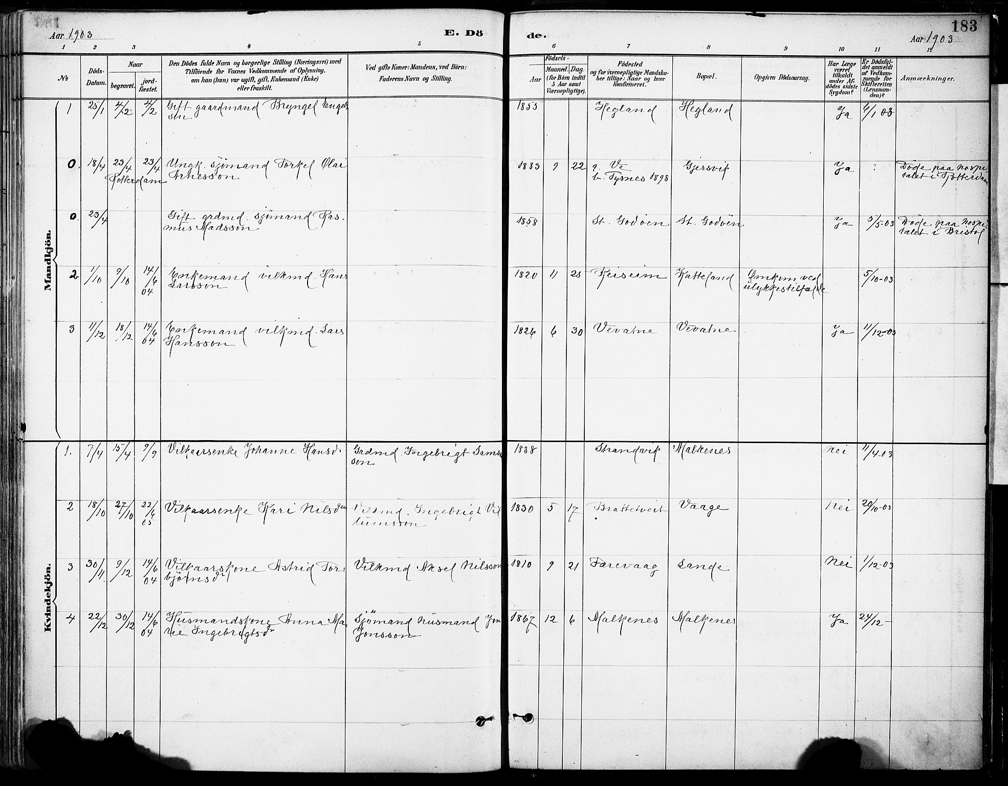 Tysnes sokneprestembete, SAB/A-78601/H/Haa: Parish register (official) no. B 1, 1887-1906, p. 183
