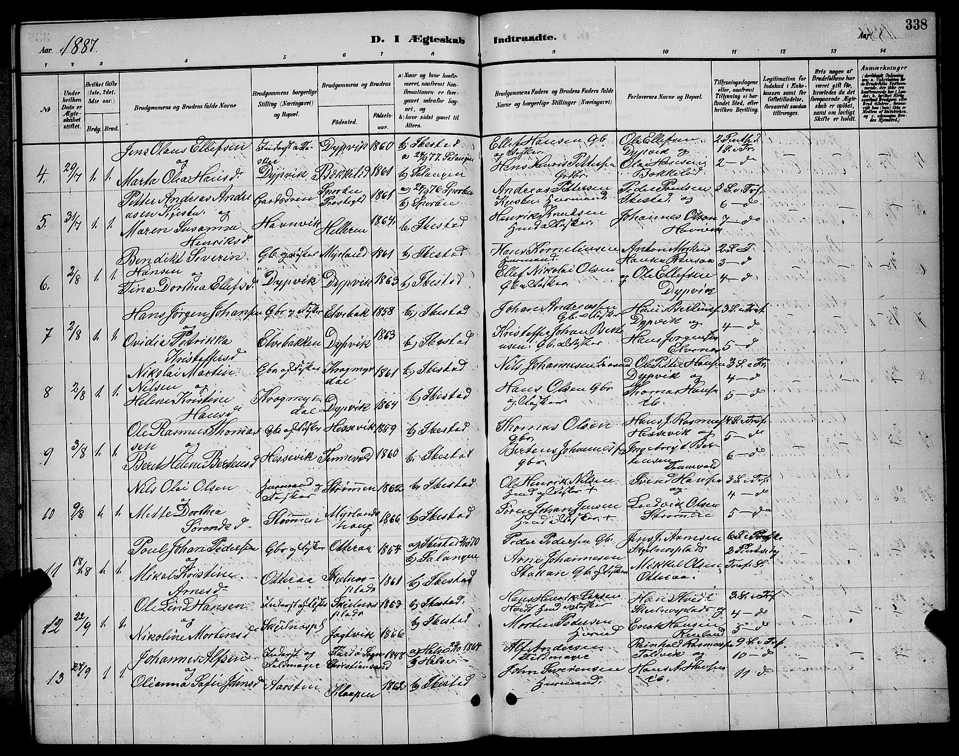 Ibestad sokneprestembete, AV/SATØ-S-0077/H/Ha/Hab/L0007klokker: Parish register (copy) no. 7, 1879-1889, p. 338
