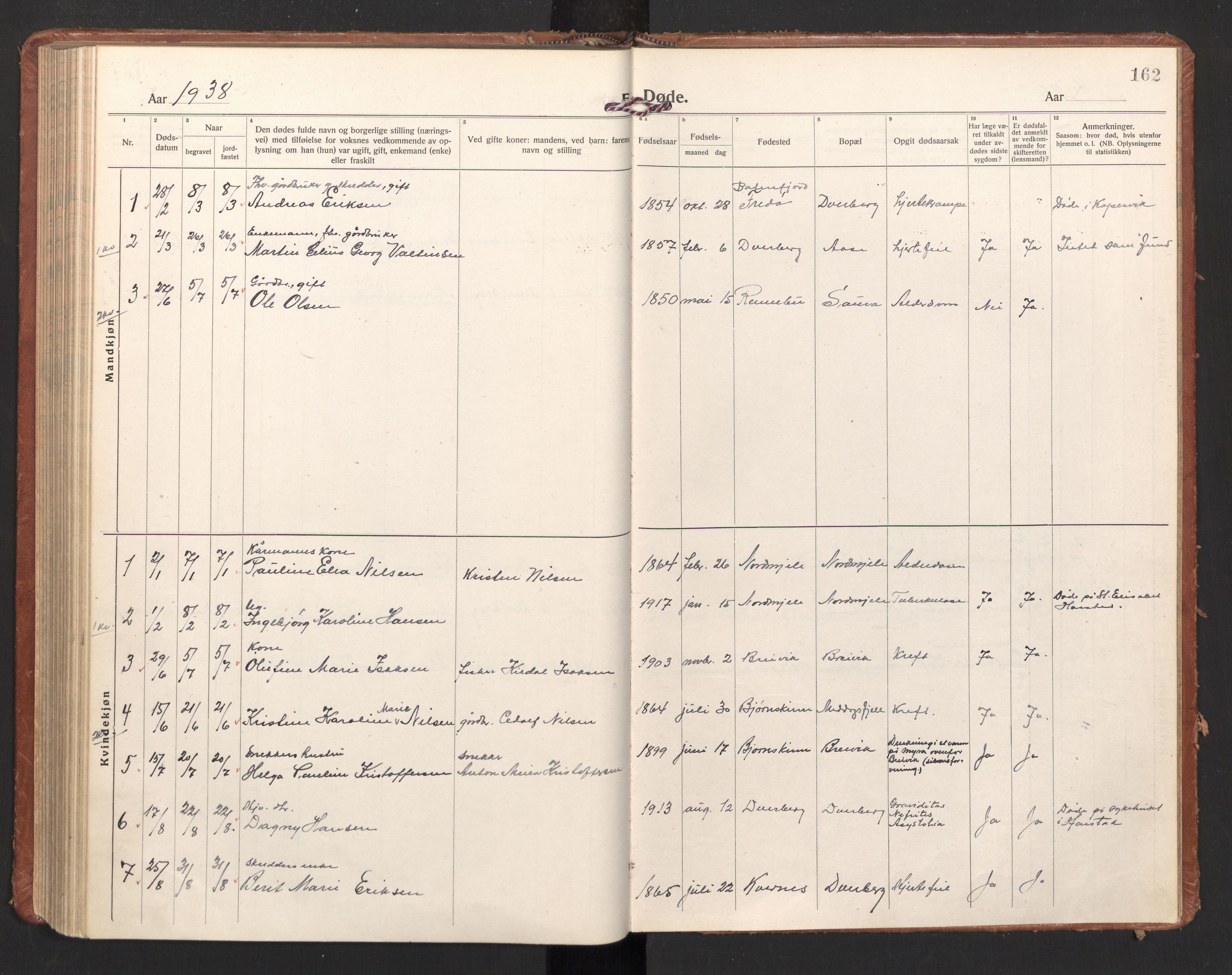 Ministerialprotokoller, klokkerbøker og fødselsregistre - Nordland, SAT/A-1459/897/L1408: Parish register (official) no. 897A15, 1922-1938, p. 162