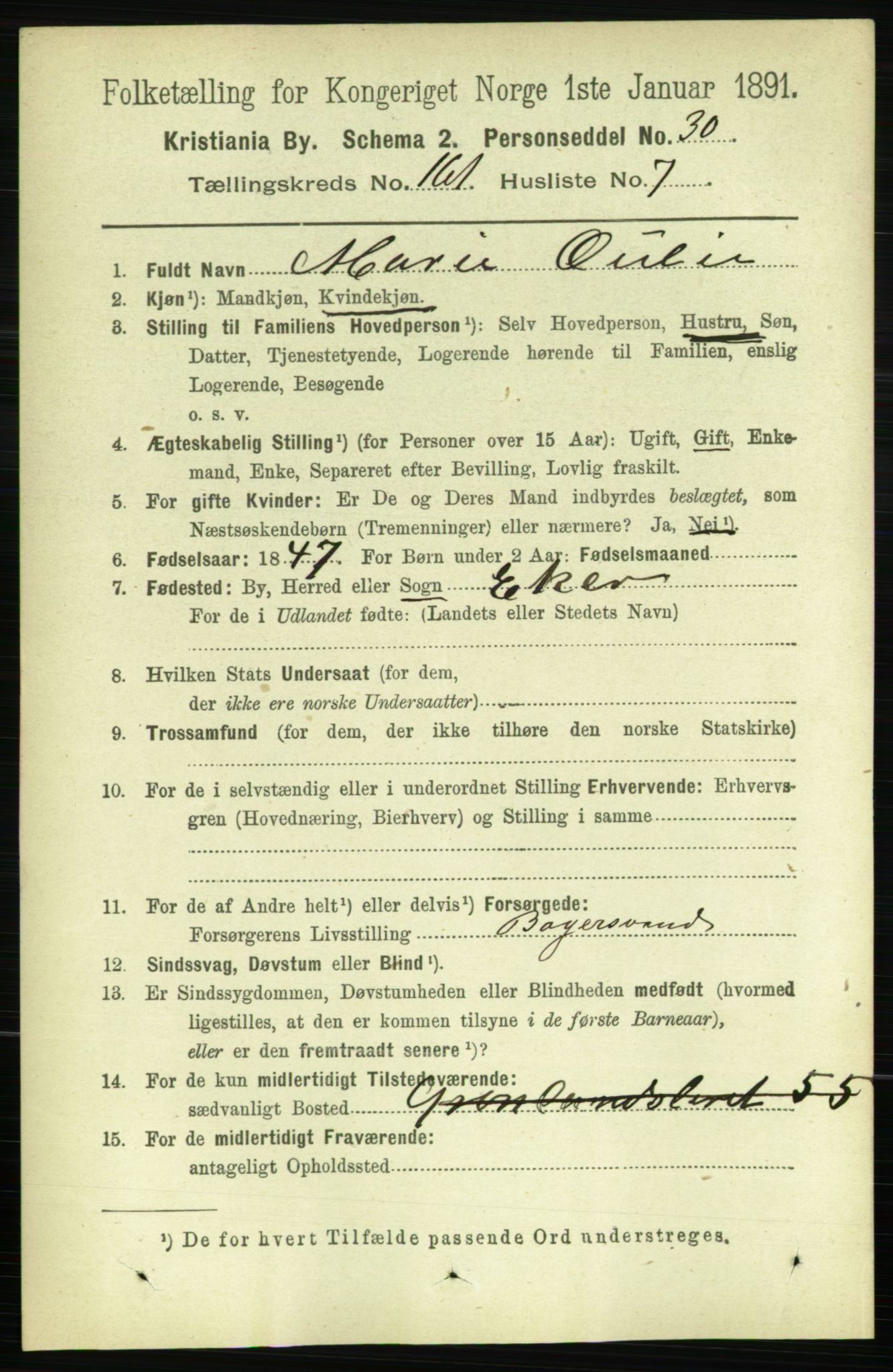 RA, 1891 census for 0301 Kristiania, 1891, p. 91750
