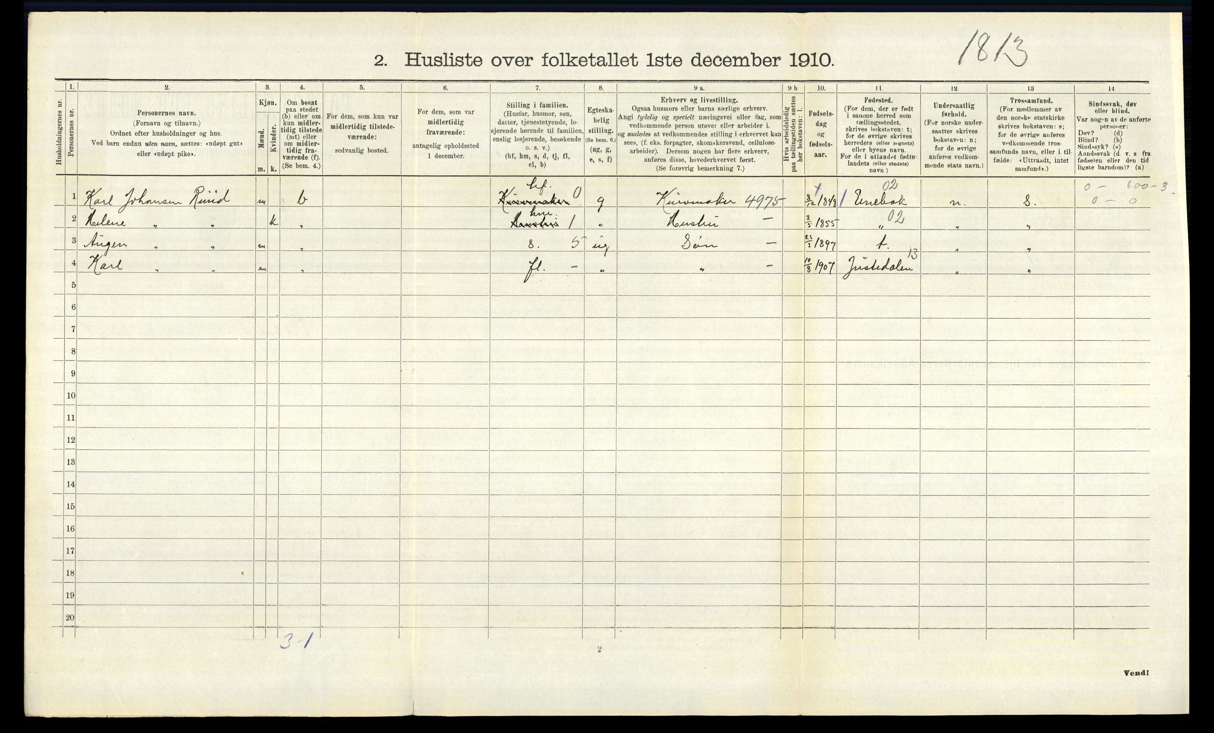 RA, 1910 census for Lillestrøm, 1910, p. 464