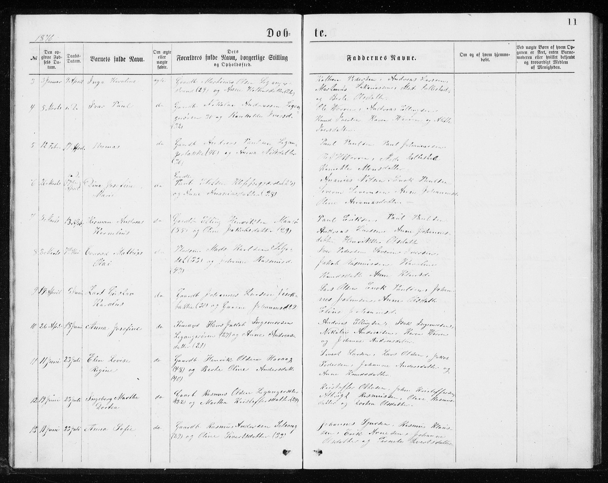 Ministerialprotokoller, klokkerbøker og fødselsregistre - Møre og Romsdal, AV/SAT-A-1454/508/L0097: Parish register (copy) no. 508C01, 1873-1897, p. 11