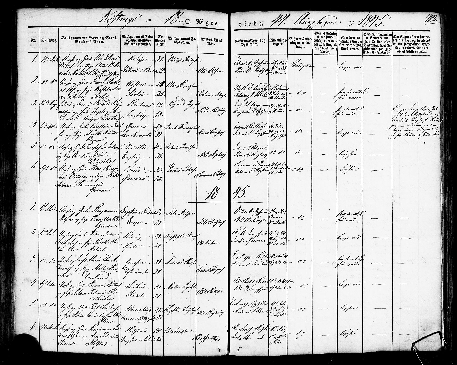 Ministerialprotokoller, klokkerbøker og fødselsregistre - Nordland, SAT/A-1459/814/L0224: Parish register (official) no. 814A05, 1834-1874, p. 402