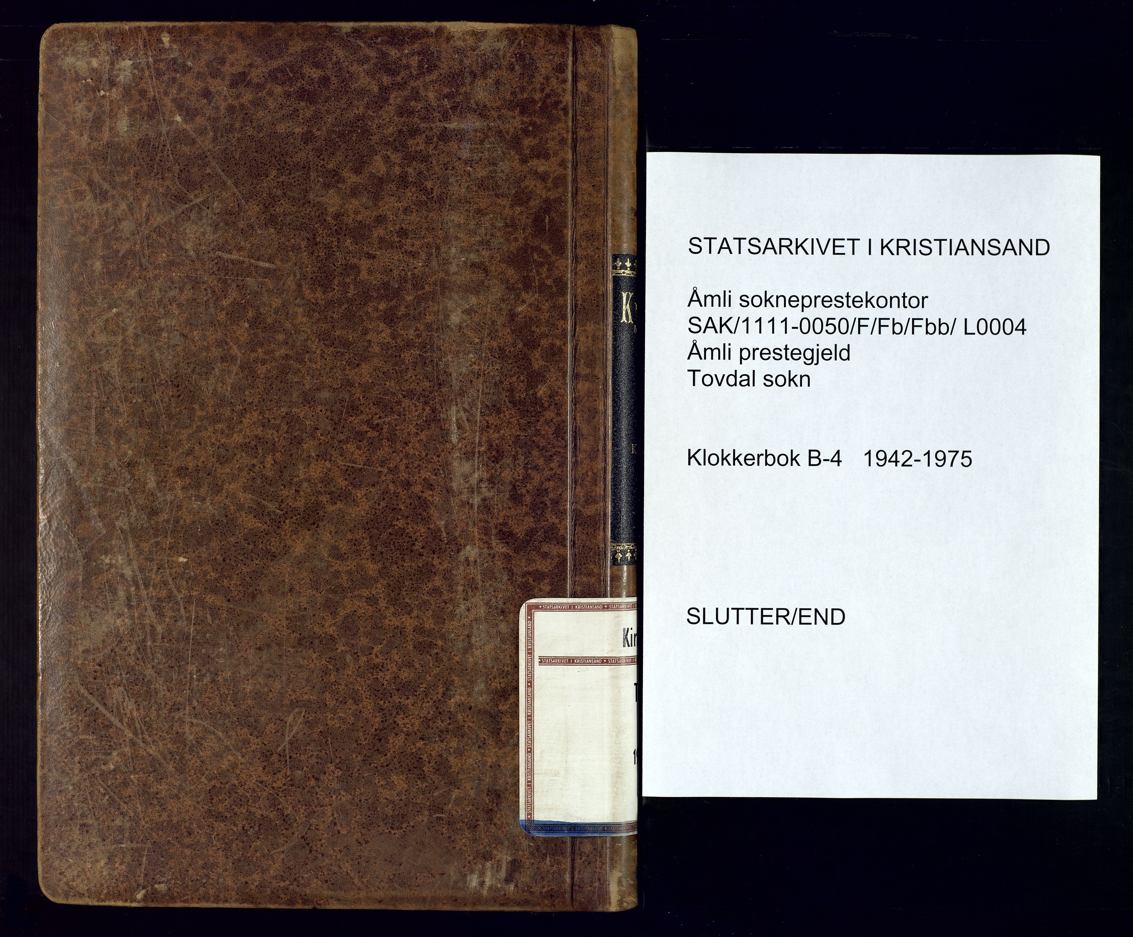 Åmli sokneprestkontor, SAK/1111-0050/F/Fb/Fbb/L0004: Parish register (copy) no. B-4, 1942-1975
