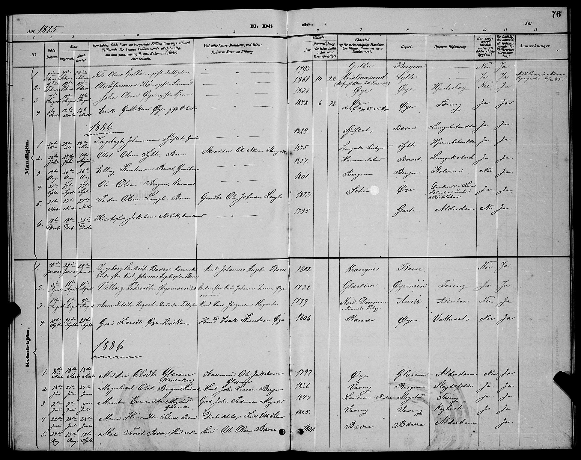 Ministerialprotokoller, klokkerbøker og fødselsregistre - Møre og Romsdal, AV/SAT-A-1454/595/L1052: Parish register (copy) no. 595C04, 1885-1900, p. 76