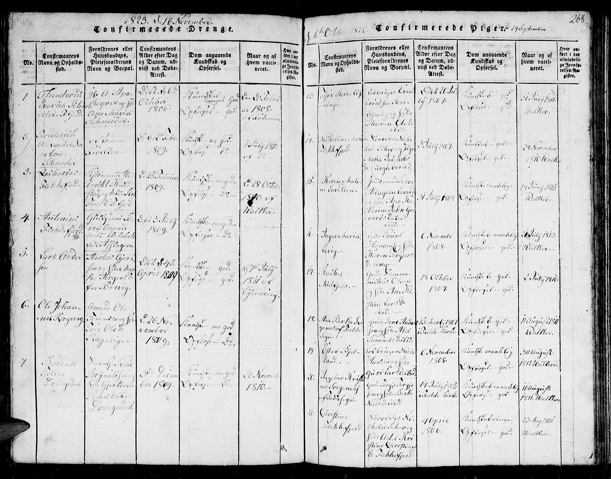 Flekkefjord sokneprestkontor, SAK/1111-0012/F/Fb/Fbc/L0003: Parish register (copy) no. B 3, 1815-1826, p. 267