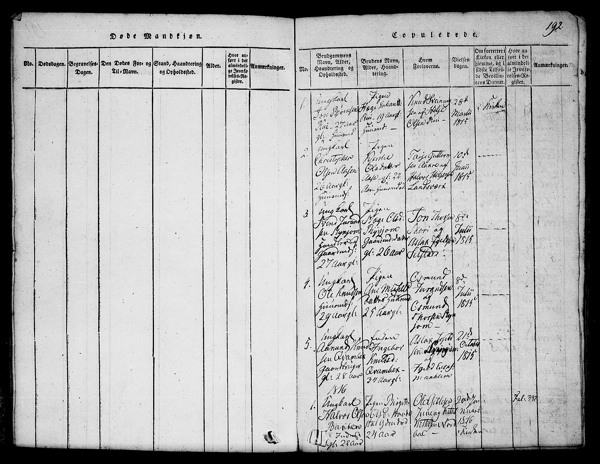 Seljord kirkebøker, SAKO/A-20/F/Fc/L0001: Parish register (official) no. III 1, 1815-1831, p. 192