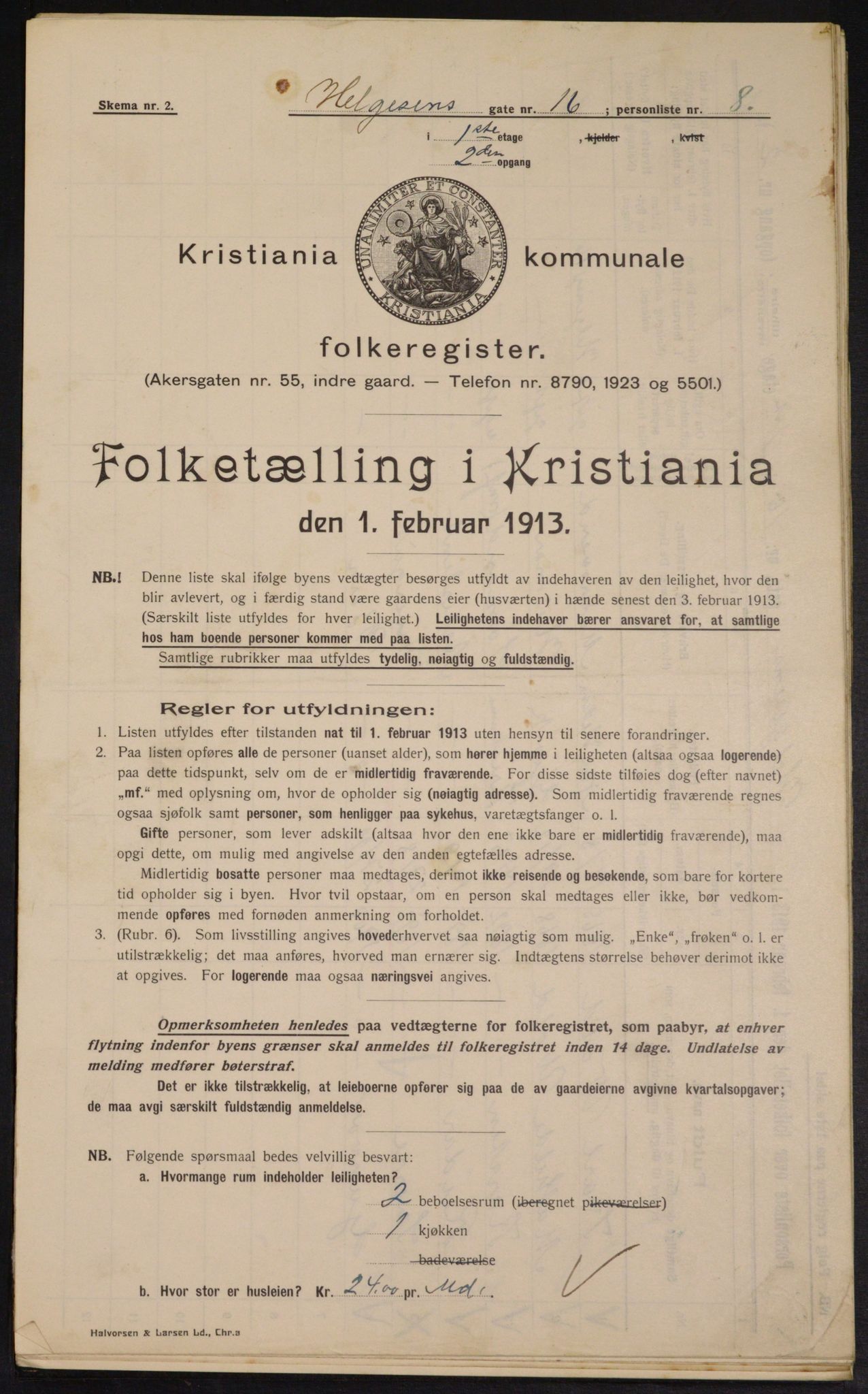 OBA, Municipal Census 1913 for Kristiania, 1913, p. 37842