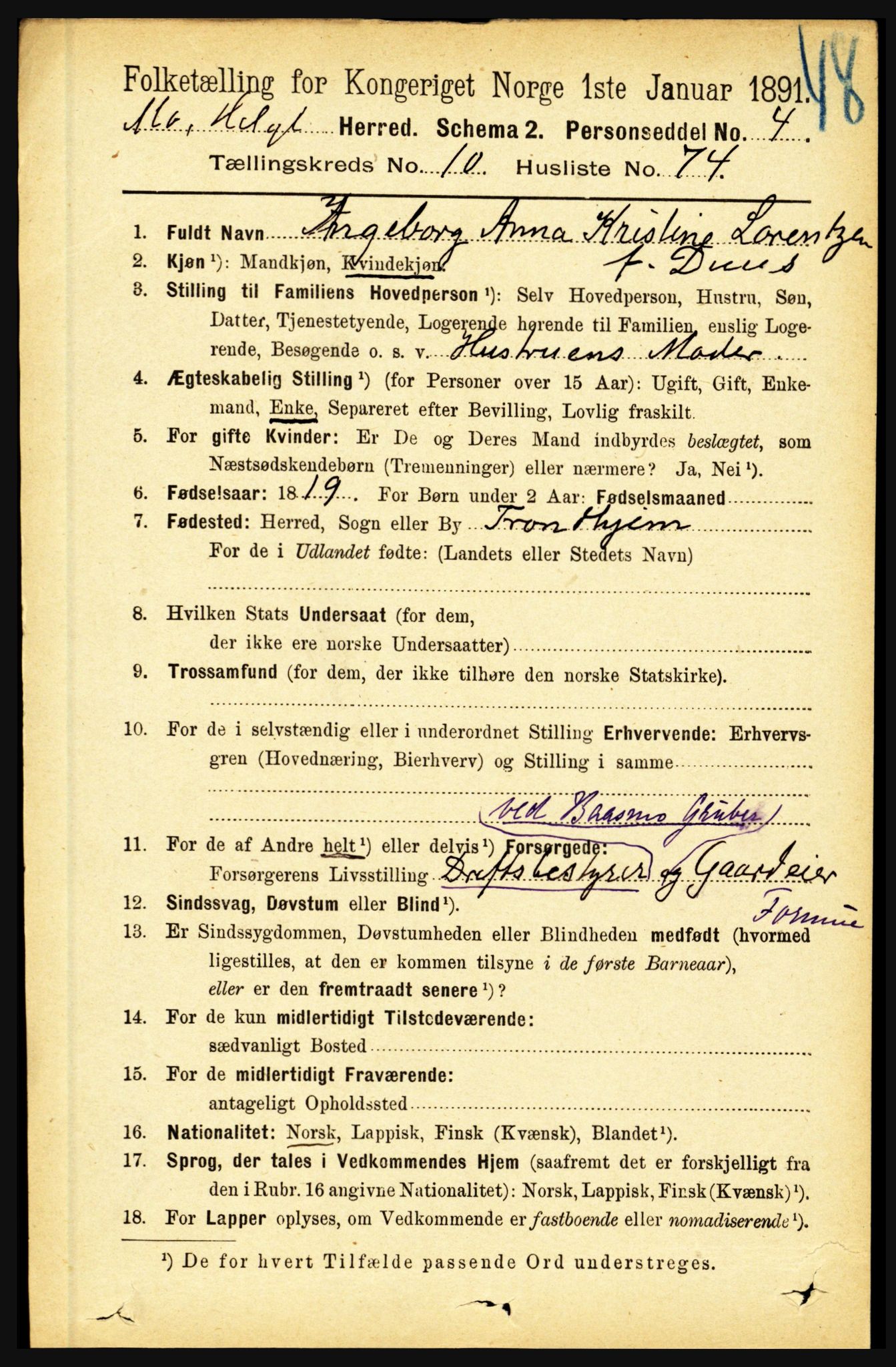 RA, 1891 census for 1833 Mo, 1891, p. 4351