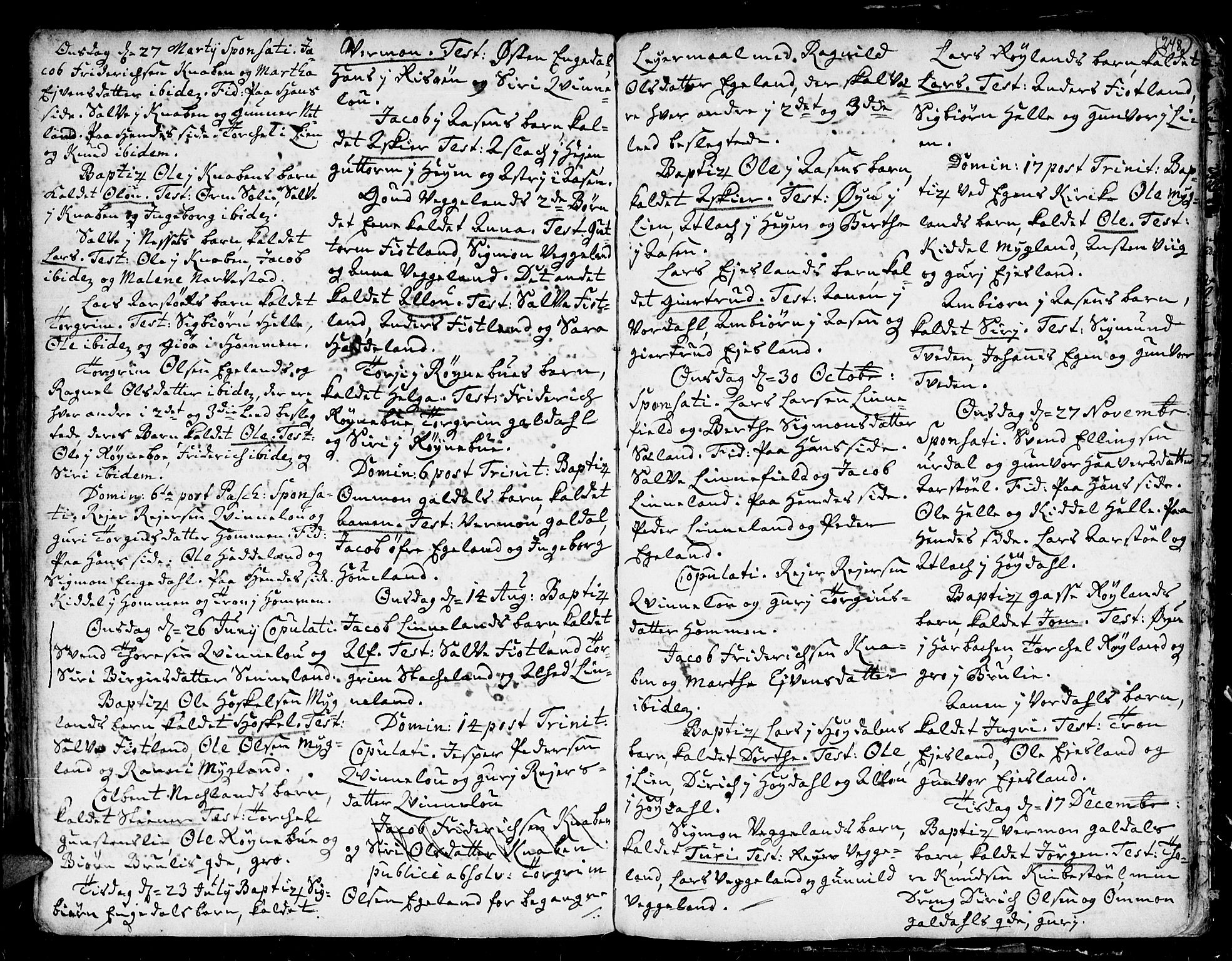 Kvinesdal sokneprestkontor, AV/SAK-1111-0026/F/Fa/Fab/L0001: Parish register (official) no. A 1 /5, 1710-1760, p. 248