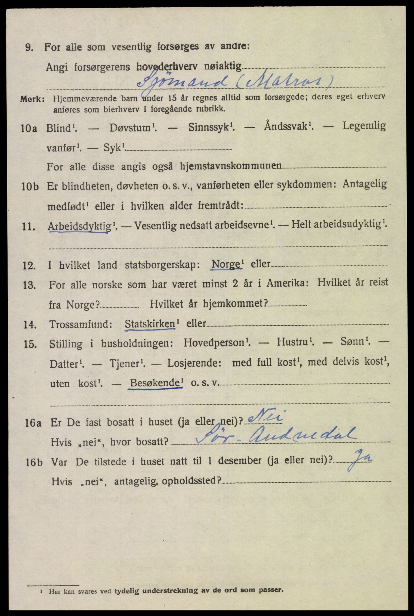 SAK, 1920 census for Holum, 1920, p. 2392