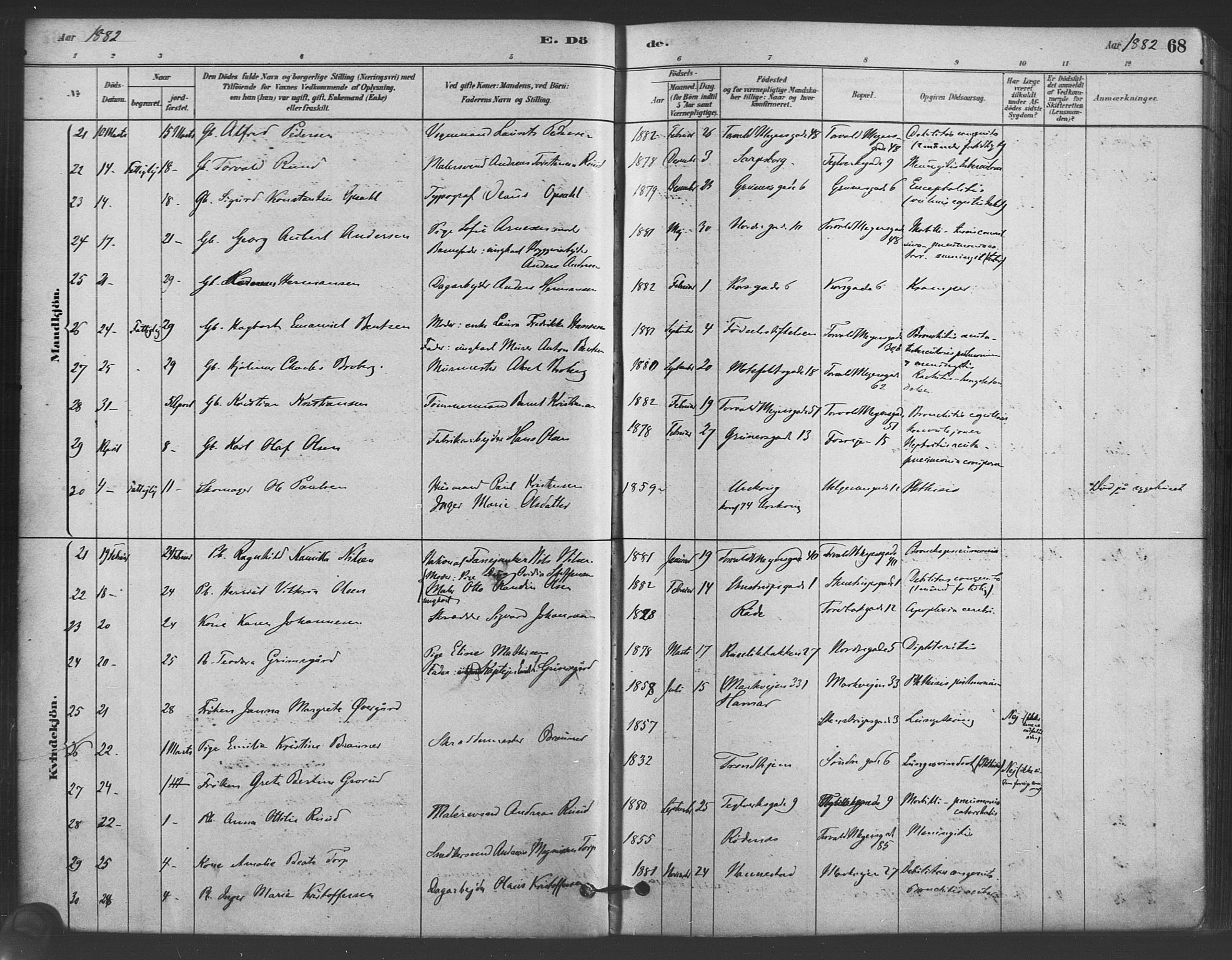Paulus prestekontor Kirkebøker, AV/SAO-A-10871/F/Fa/L0005: Parish register (official) no. 5, 1879-1889, p. 68