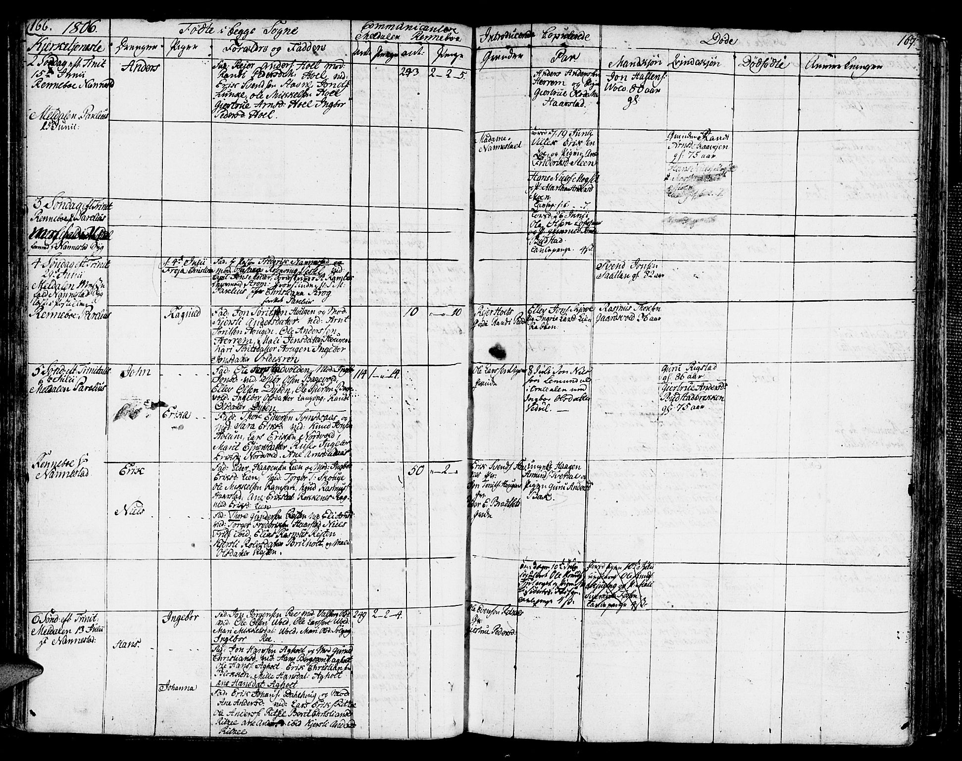 Ministerialprotokoller, klokkerbøker og fødselsregistre - Sør-Trøndelag, SAT/A-1456/672/L0852: Parish register (official) no. 672A05, 1776-1815, p. 166-167